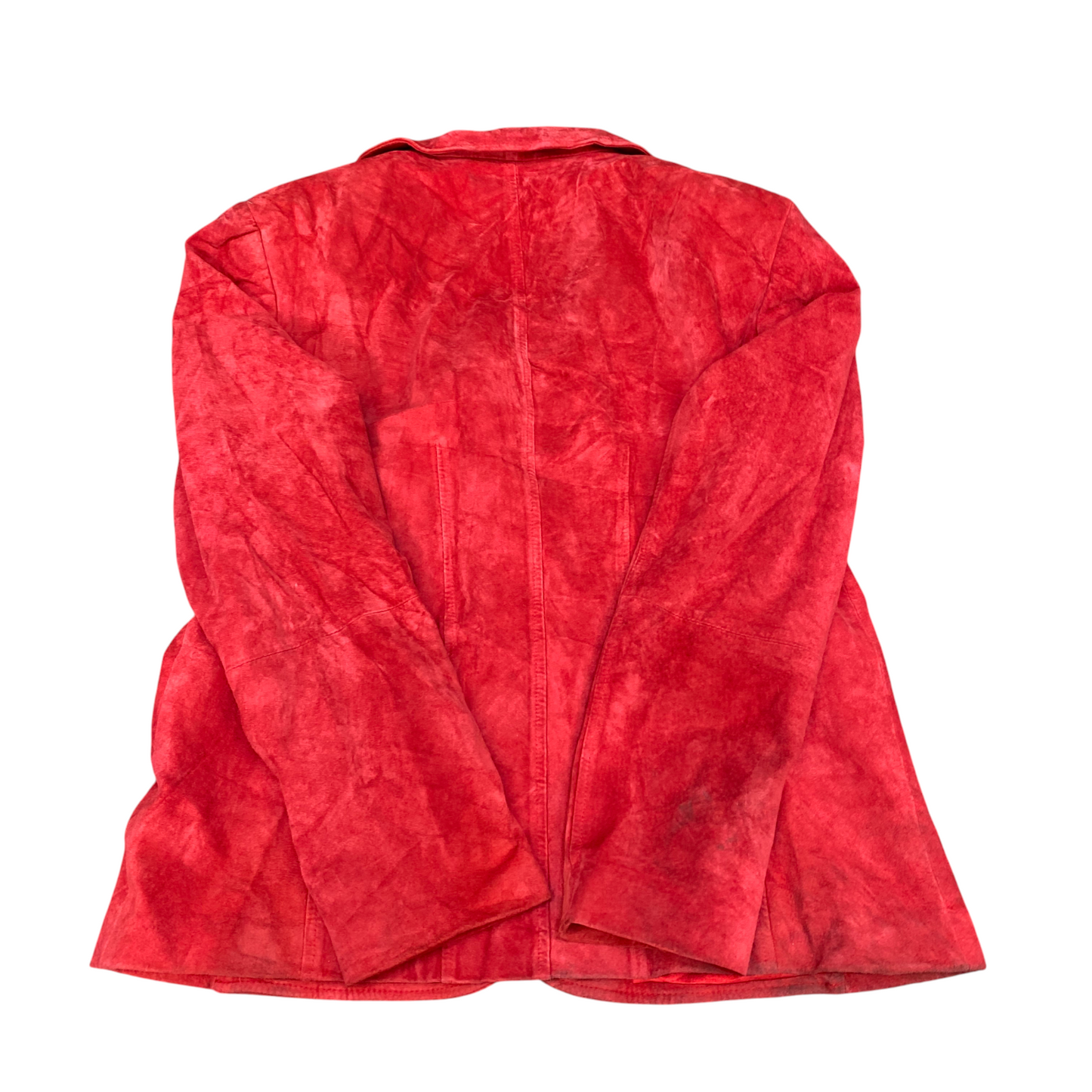 Taifun Collection Suede Leather Blazer Jacket Womens Large Red Single Breasted