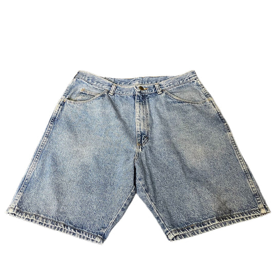 Vtg Wrangler Authentic Jean Shorts Fits as Mens L 34" Waist Blue Denim 5-Pockets