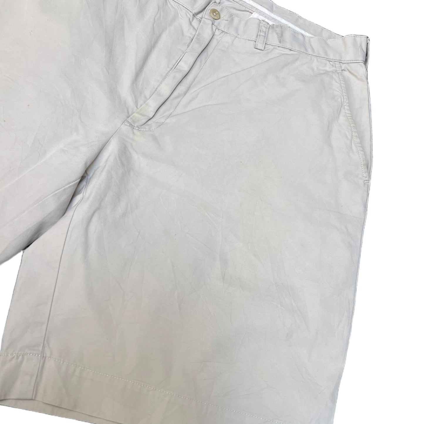 Vtg Polo Ralph Lauren Chino Shorts Fits as Mens XL 36" Waist Beige Flat Front