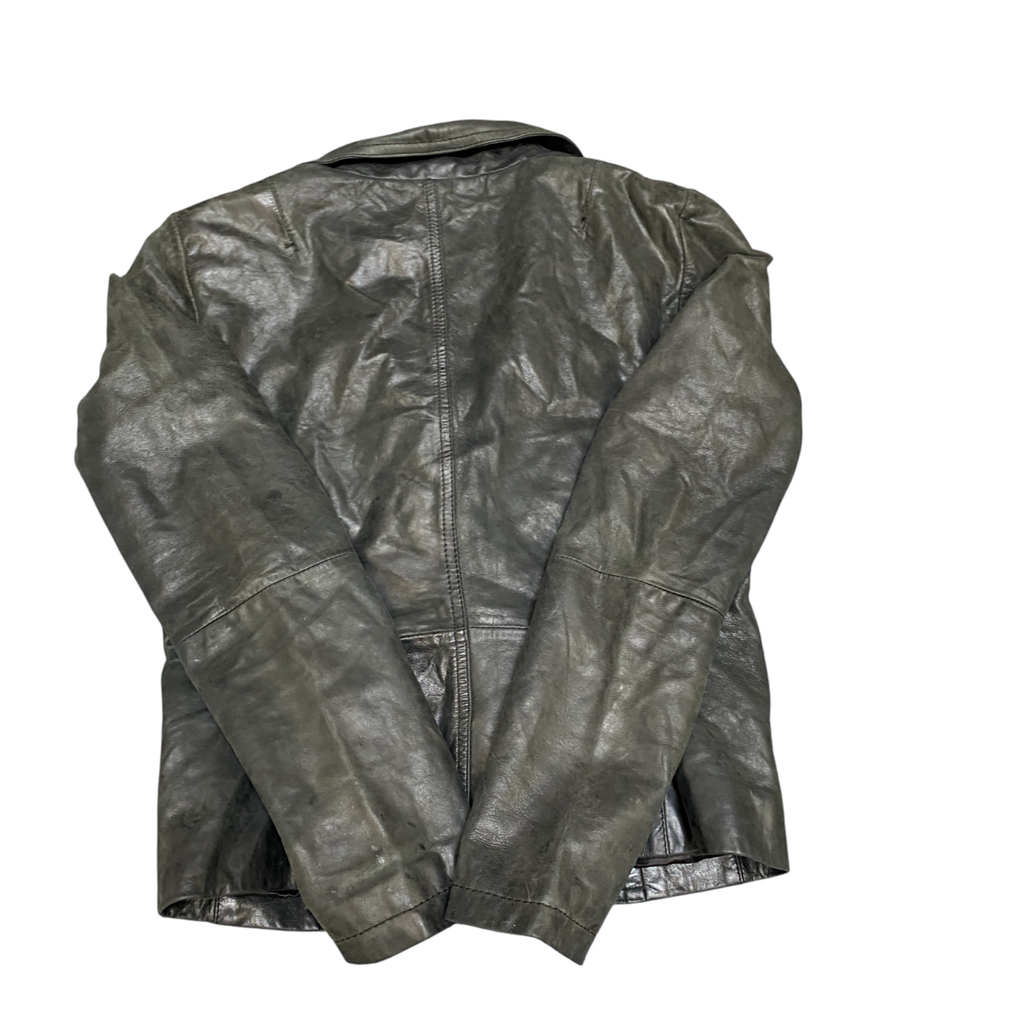 Amisu Leather Blazer Jacket Womens Small Black Lined Long Sleeve Single Breasted