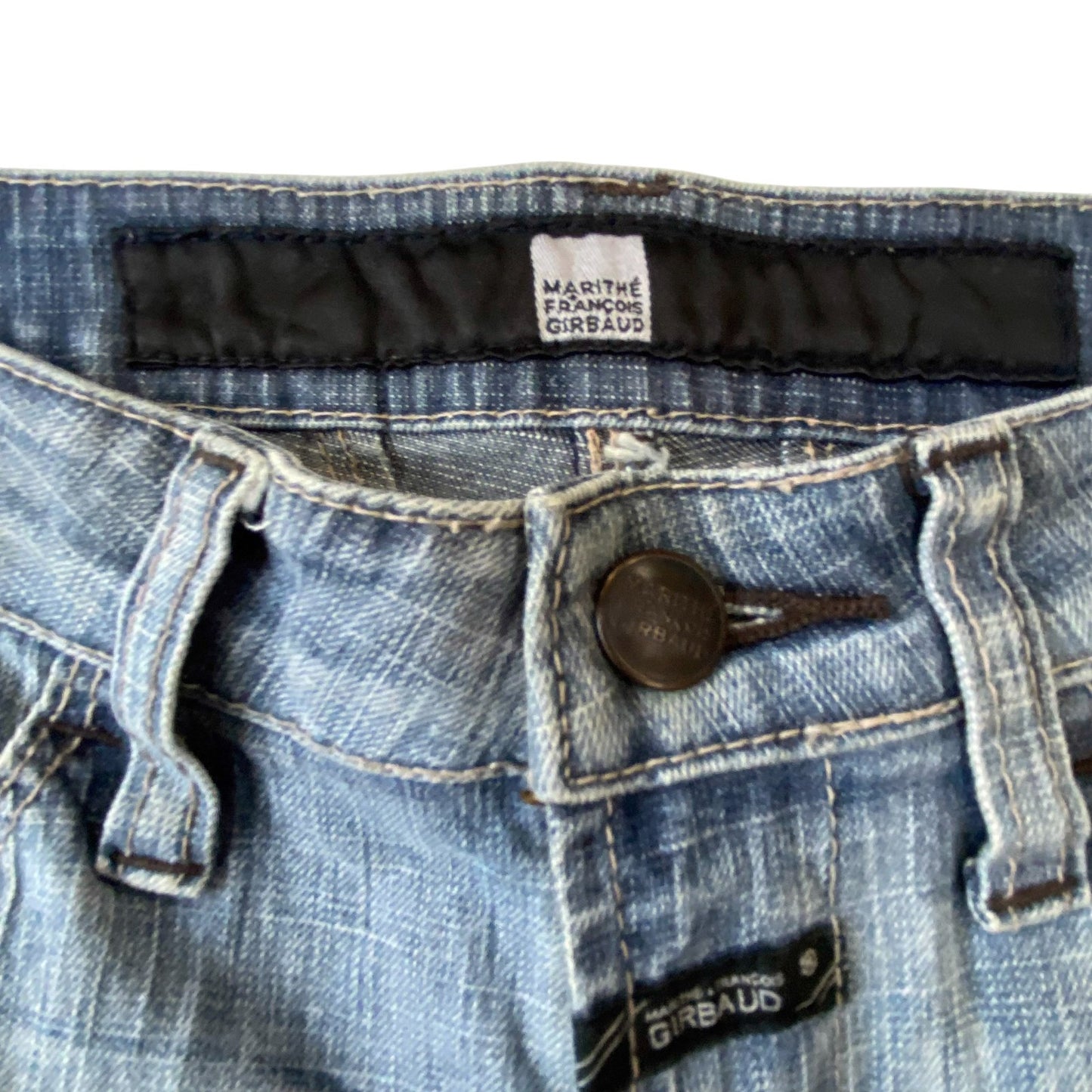 Marithe Francoins Girbaud Jeans Womens Medium W27 L30 Blue Wide Leg Ankle Slit