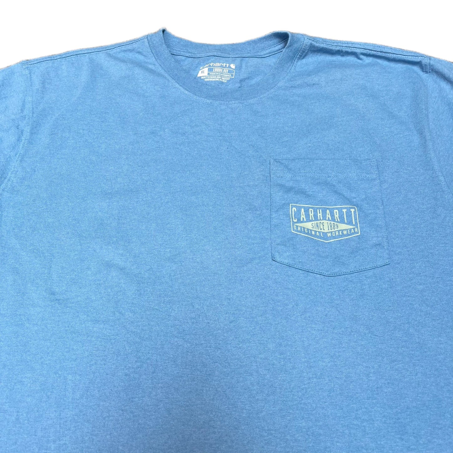 Carhartt Pocket T-Shirt Men XL Blue Loose Fit Short Sleeve Workwear Pullover Tee