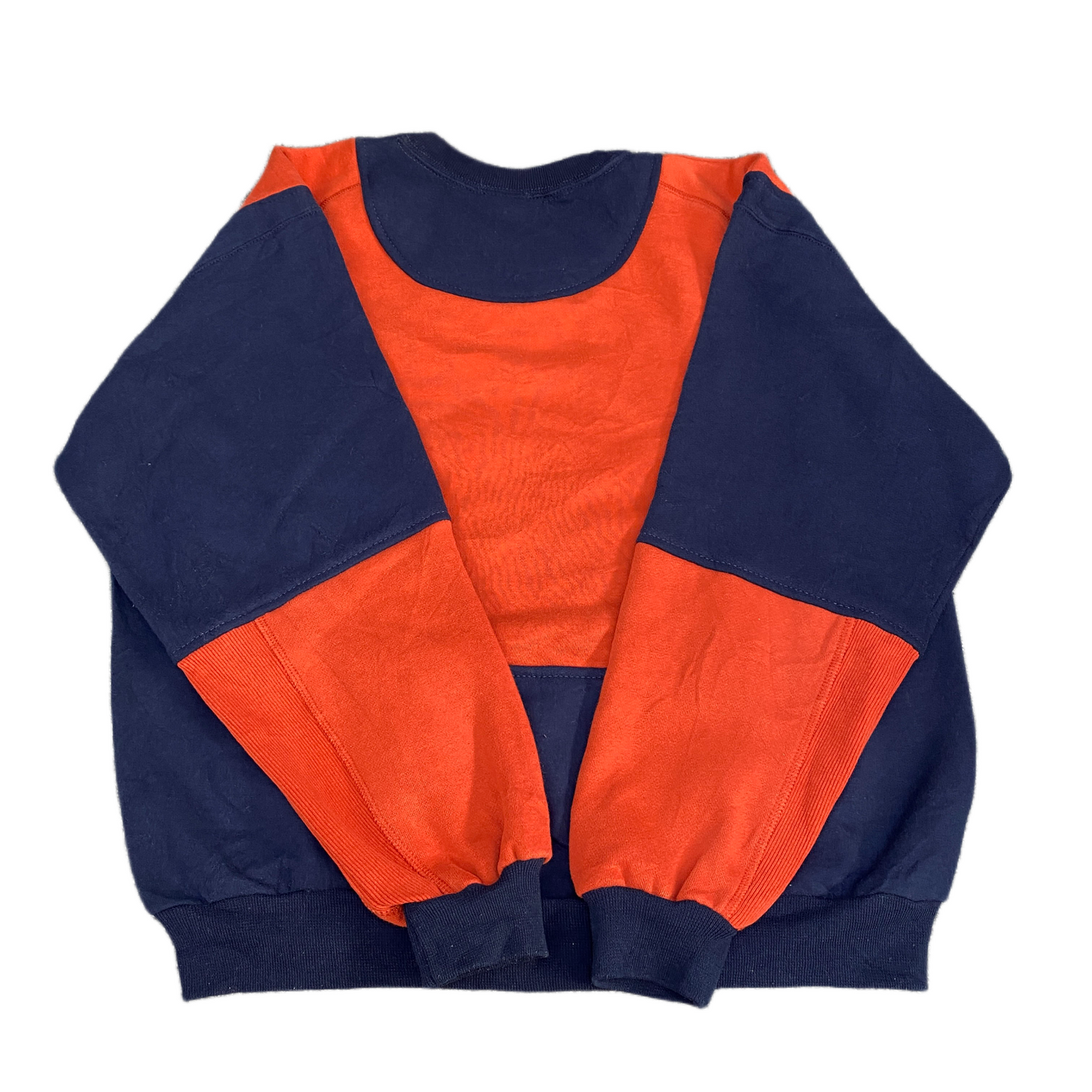 Nike Reworked Sweatshirt Men M Navy Orange Embroidered Spellout Logo Vintage Y2K
