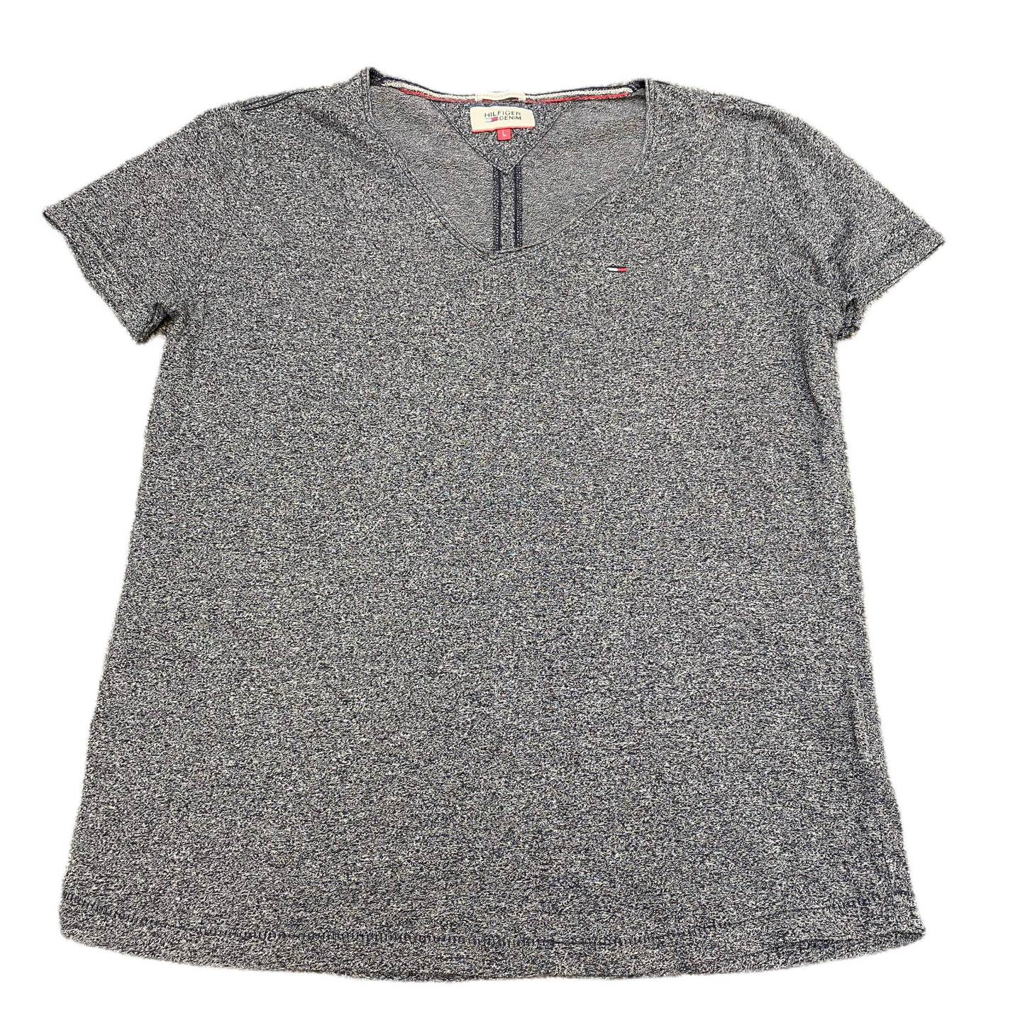 Tommy Hilfiger Shirt Womens L Grey Heather Regular Fit Short Sleeve V Neck Tee