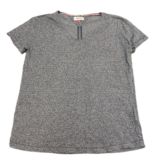 Tommy Hilfiger Shirt Womens L Grey Heather Regular Fit Short Sleeve V Neck Tee