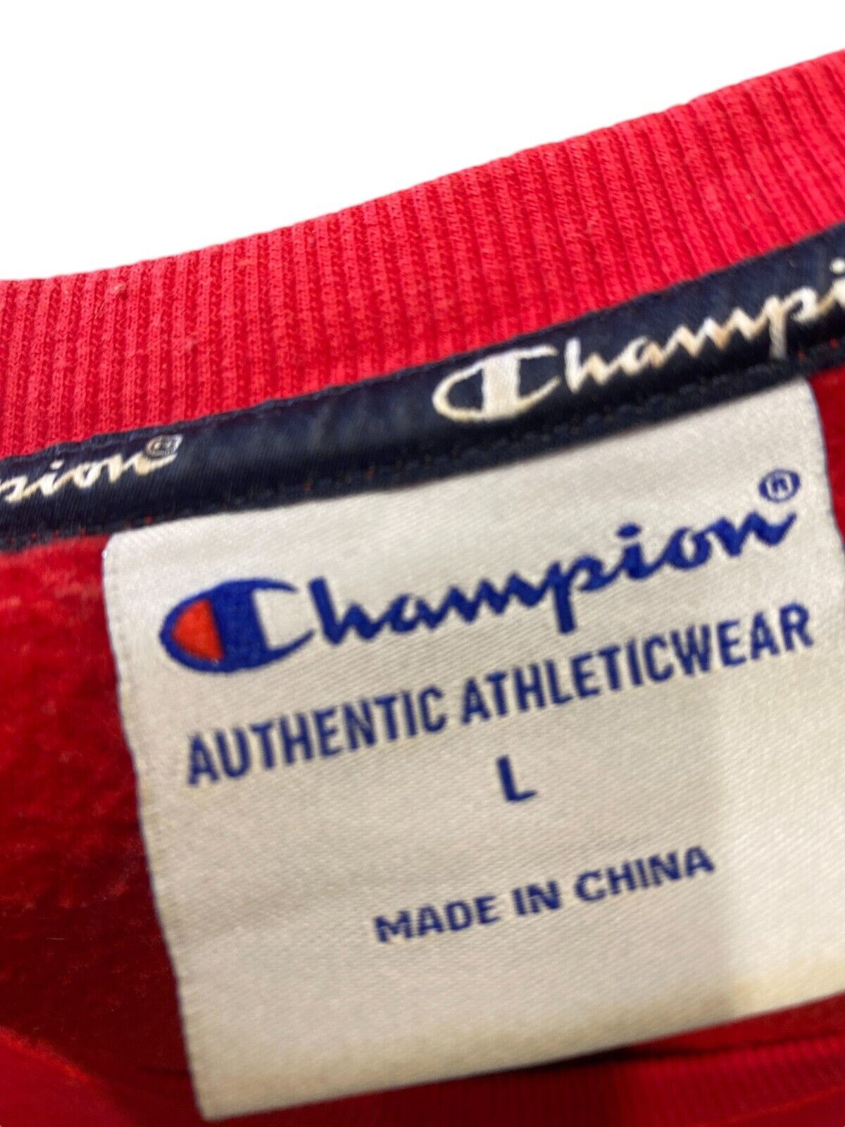 Champion Sweatshirt Women's L Red Long Sleeve Crew Neck Pullover Athleticwear