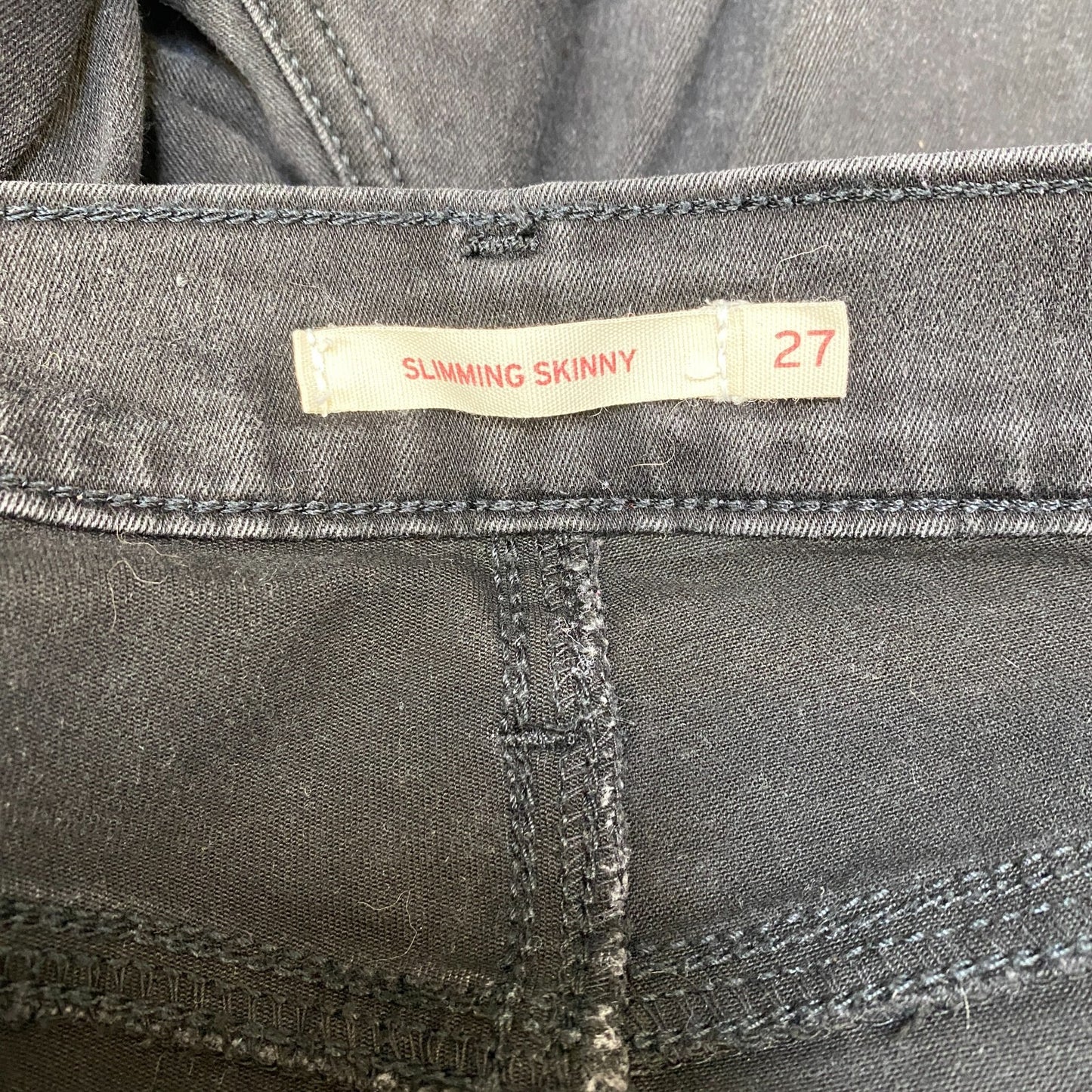 Levi's Jeans Womens 27" Waist Black Denim Stretch Flat Front Slimming Skinny Leg