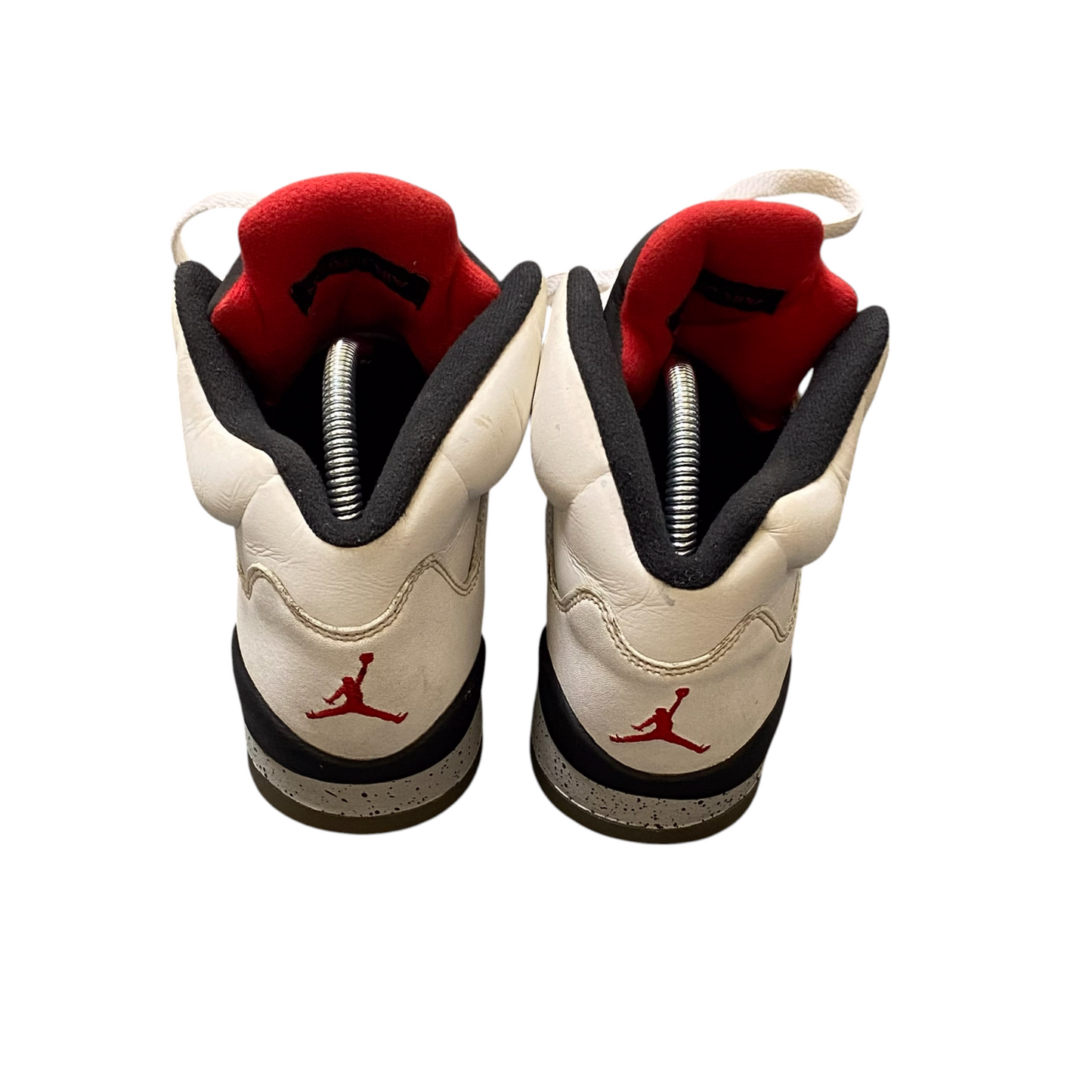 Air Jordan 5 Sneakers Trainers Youth 4.5 White Cement Athletic Logo 440888-104