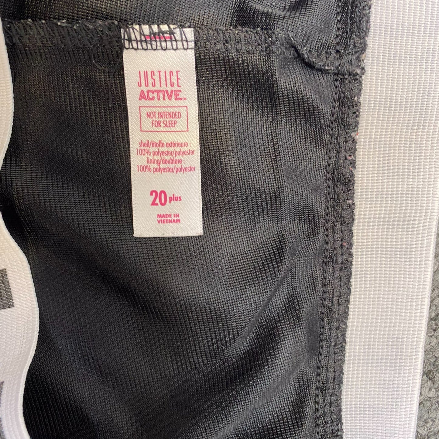 Justice Running Sprinter Shorts Womens 33W Black Mesh Elastic Waist Dolphin Hem