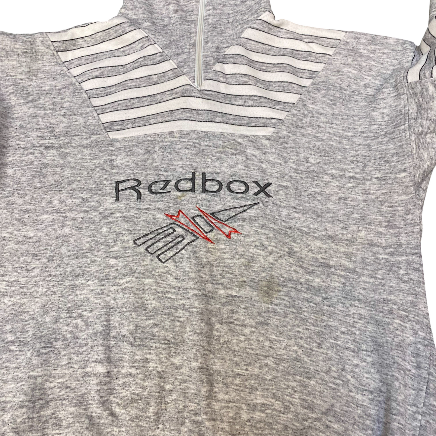 Redbox Sweatshirt Womens Large Grey Striped Long Sleeve Quarter Zip Pullover