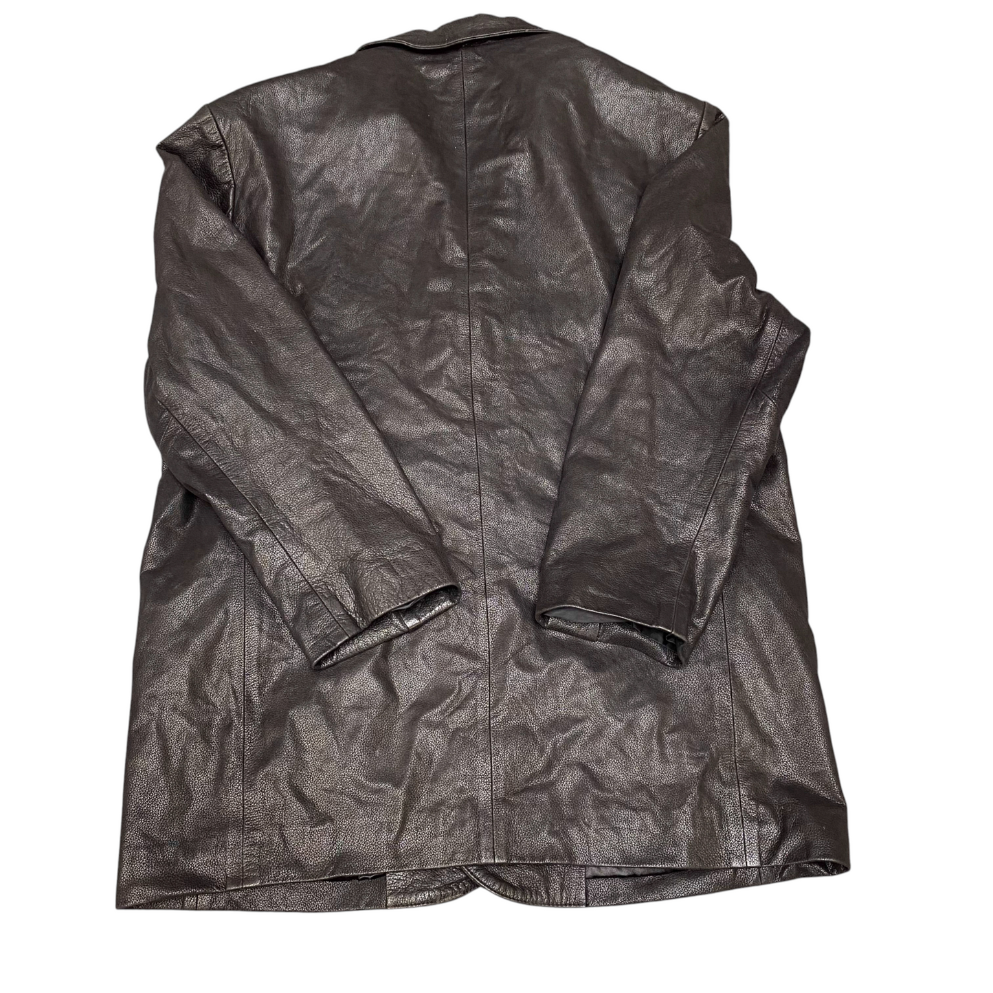 Arma Genuine Leather Jacket Mens M Black Notch Lapel Single Breasted 3 Button