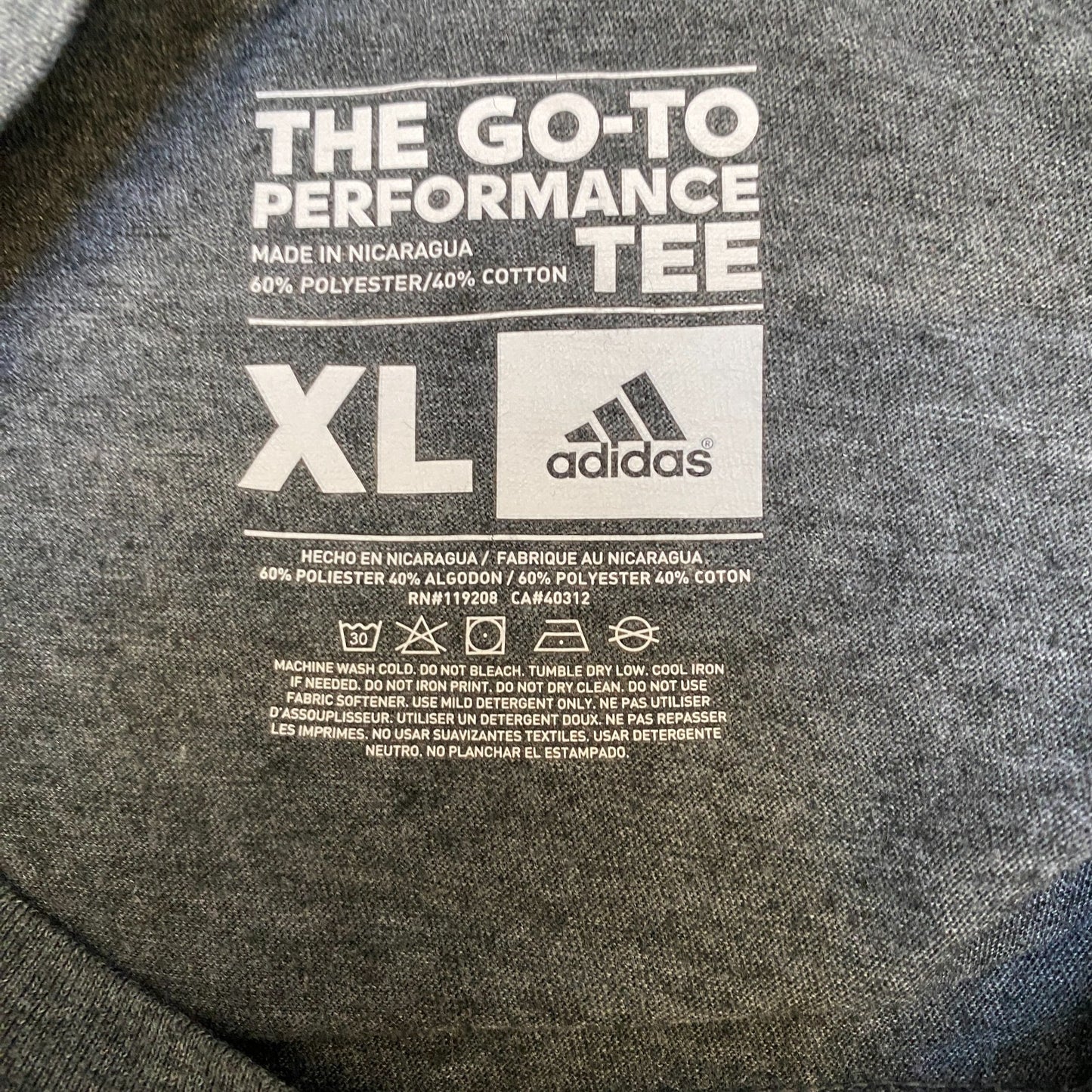 Adidas The Go-To Performance T-Shirt Womens XL Grey Heathered Stretch Crew Neck