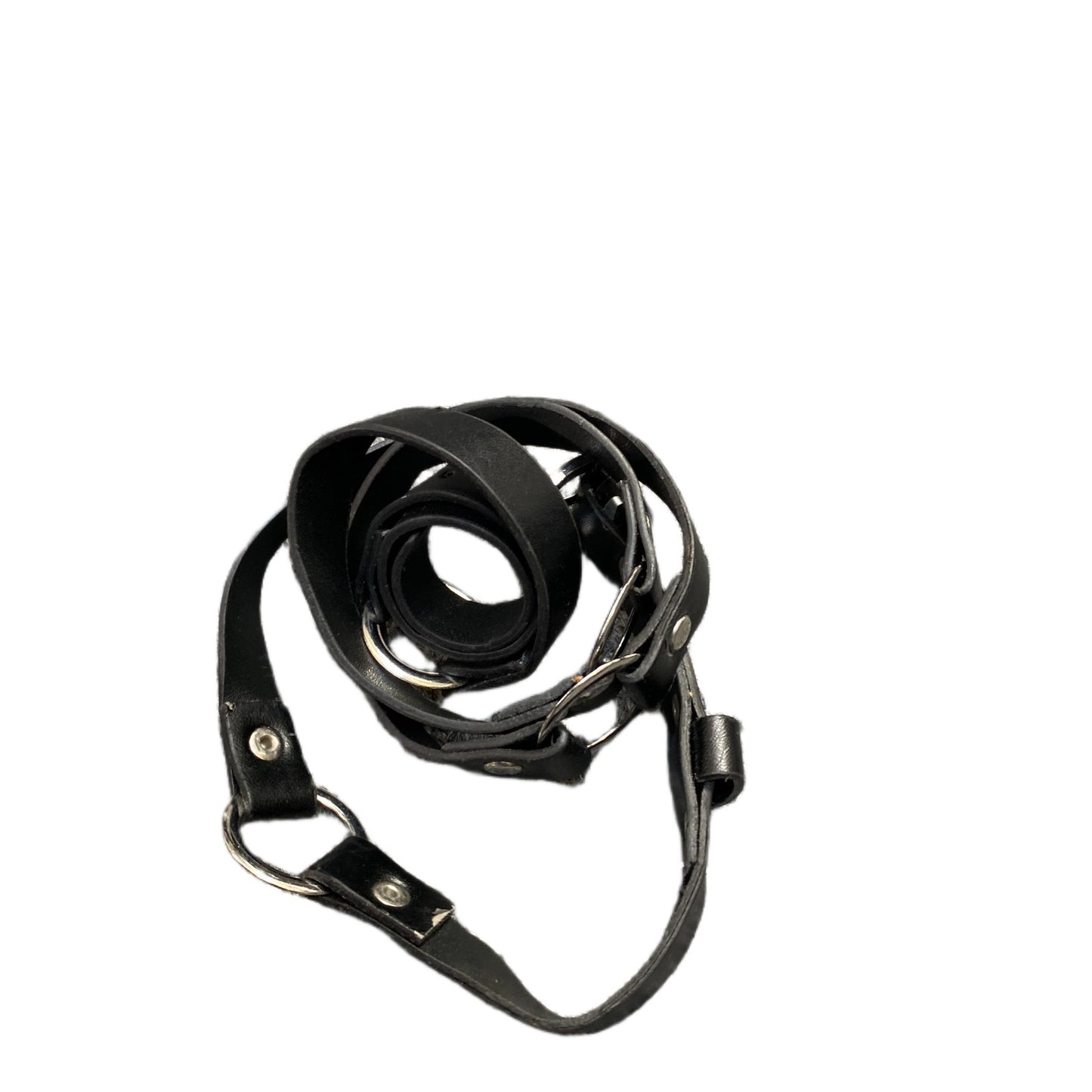 Waist Belt Womens Black Faux Leather Punk Goth Studded O-Ring Buckle 43.5 Inches