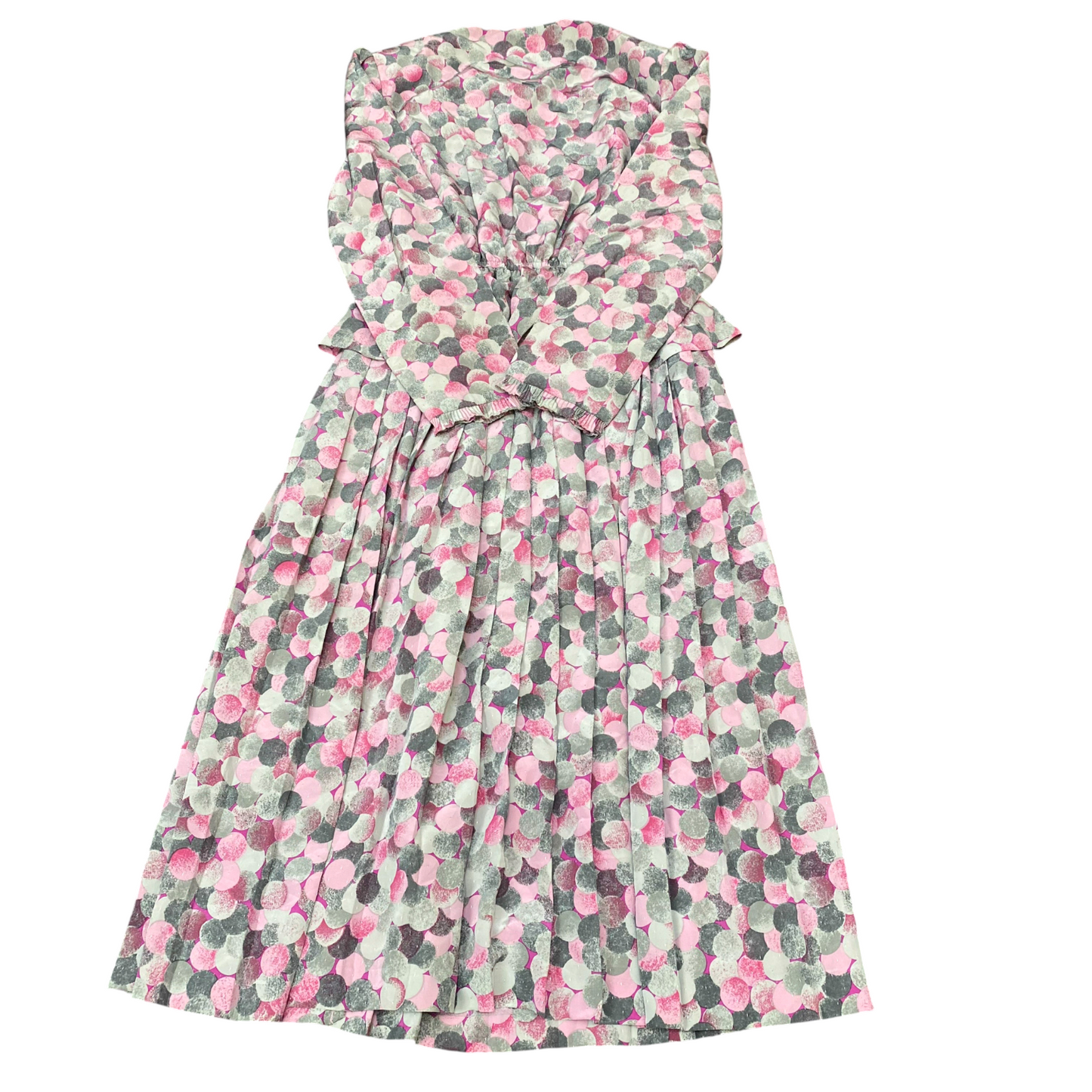 U-GAS A-Line Dress Womens S Multi Geometric Pleated Long Sleeve Button Front