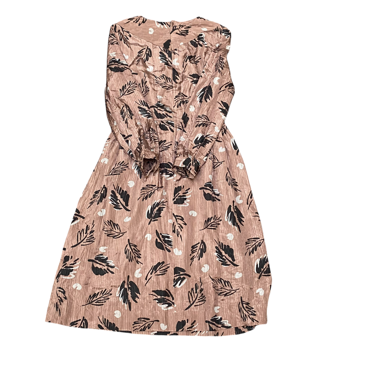 Marsfine Maxi Dress Womens S Brown Floral Textured Round Neck Back Zip Outdoor