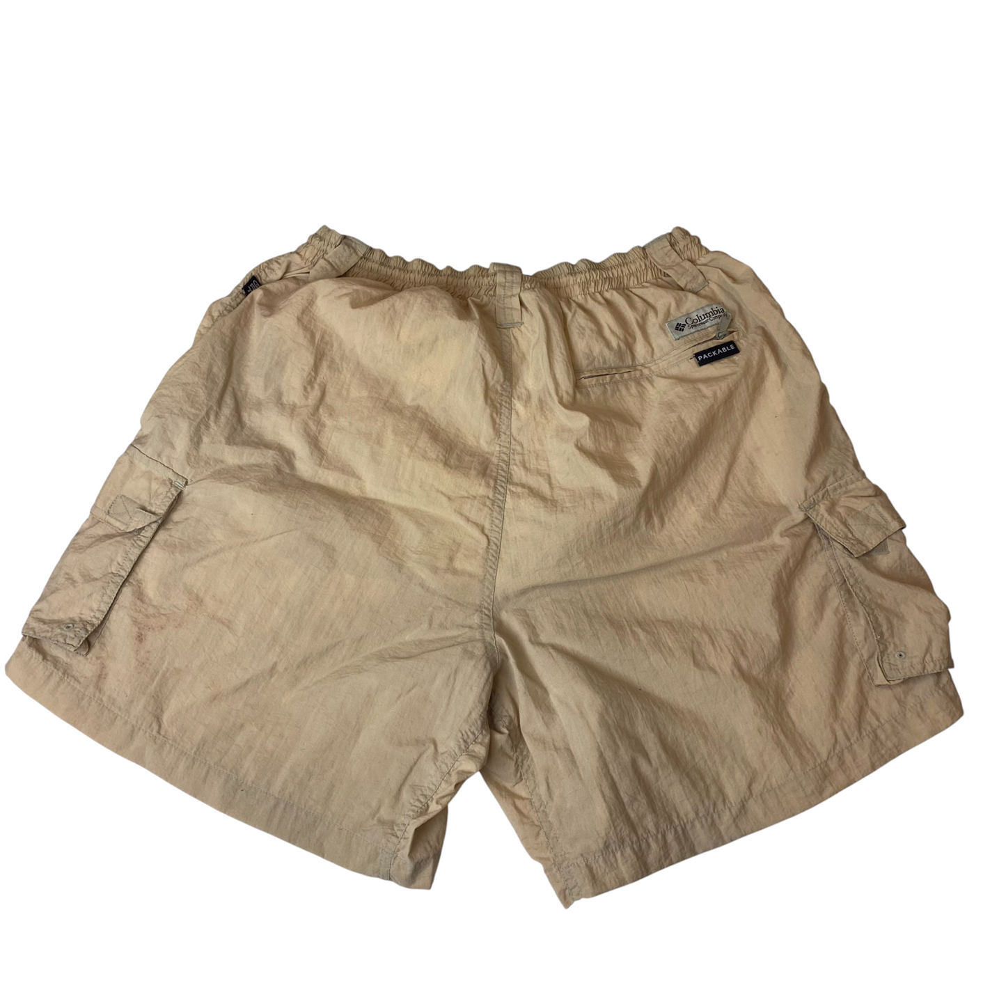 Columbia Athletic Shorts Mens M Khaki Solid Hiking Elastic Waist Sportswear