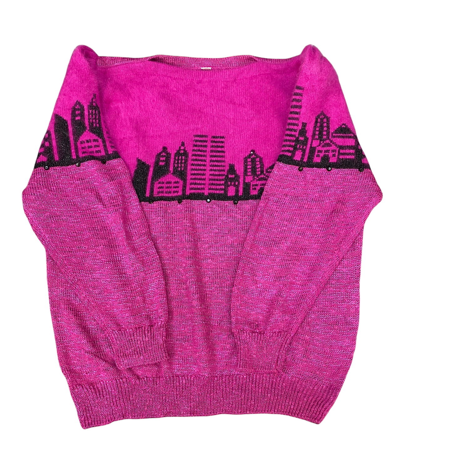 Jumper Womens Large Pink Knit Crew Neck Long Raglan Sleeve Outdoor Pullover