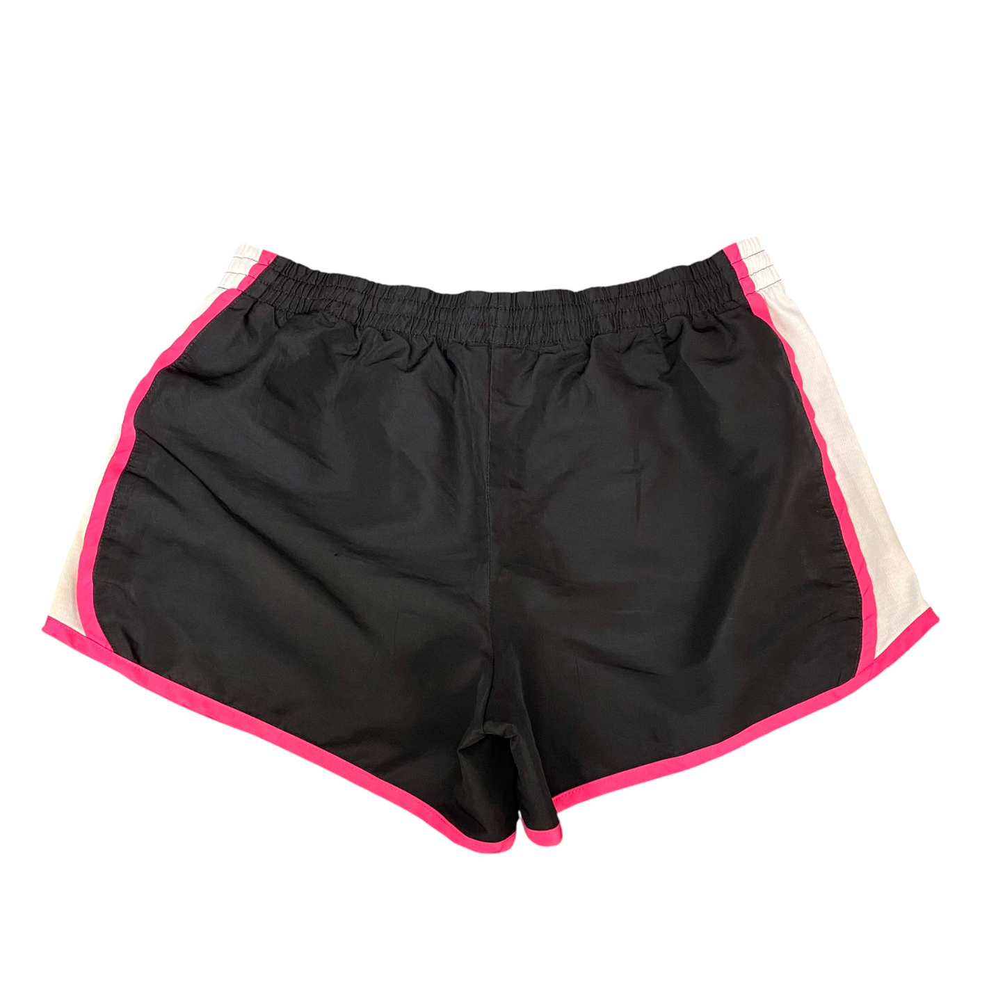 Running Sprinter Shorts Womens Large Black White Athletic Workout Dolphin Hem