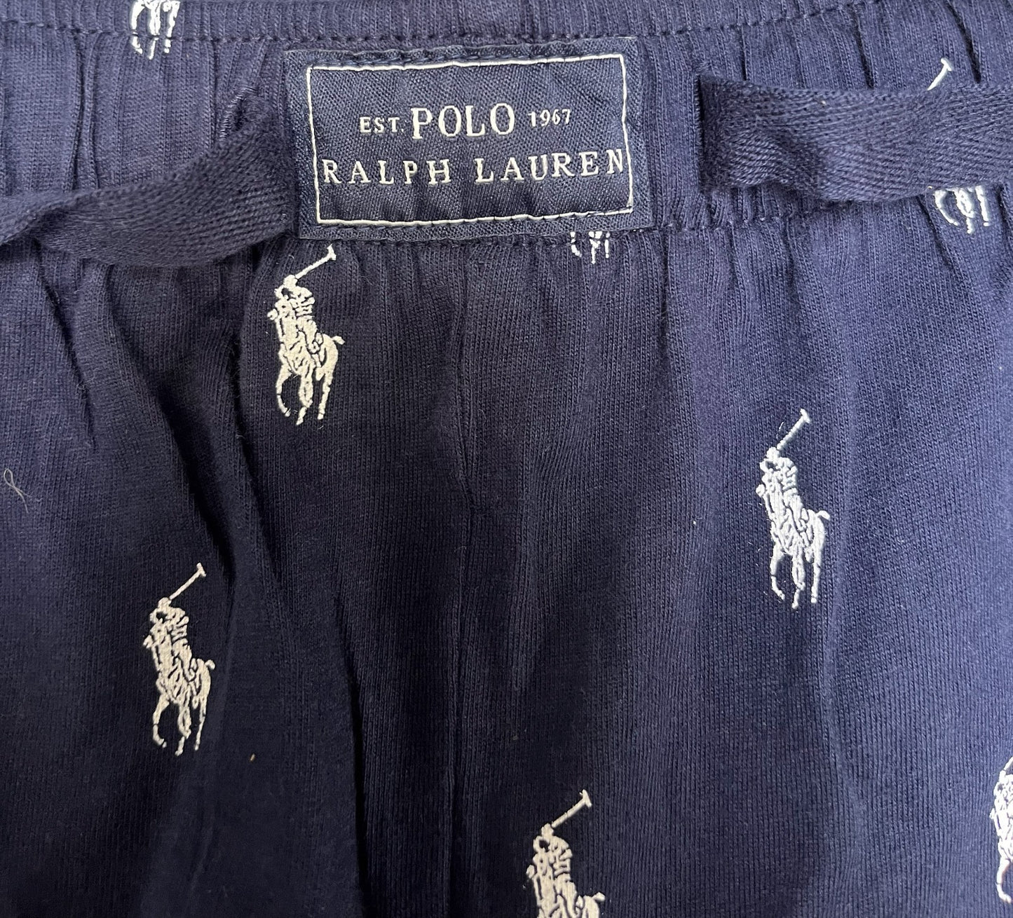 Polo Ralph Lauren Sleepwear Lounge Shorts Mens L 33" Waist Navy White Pony Logo