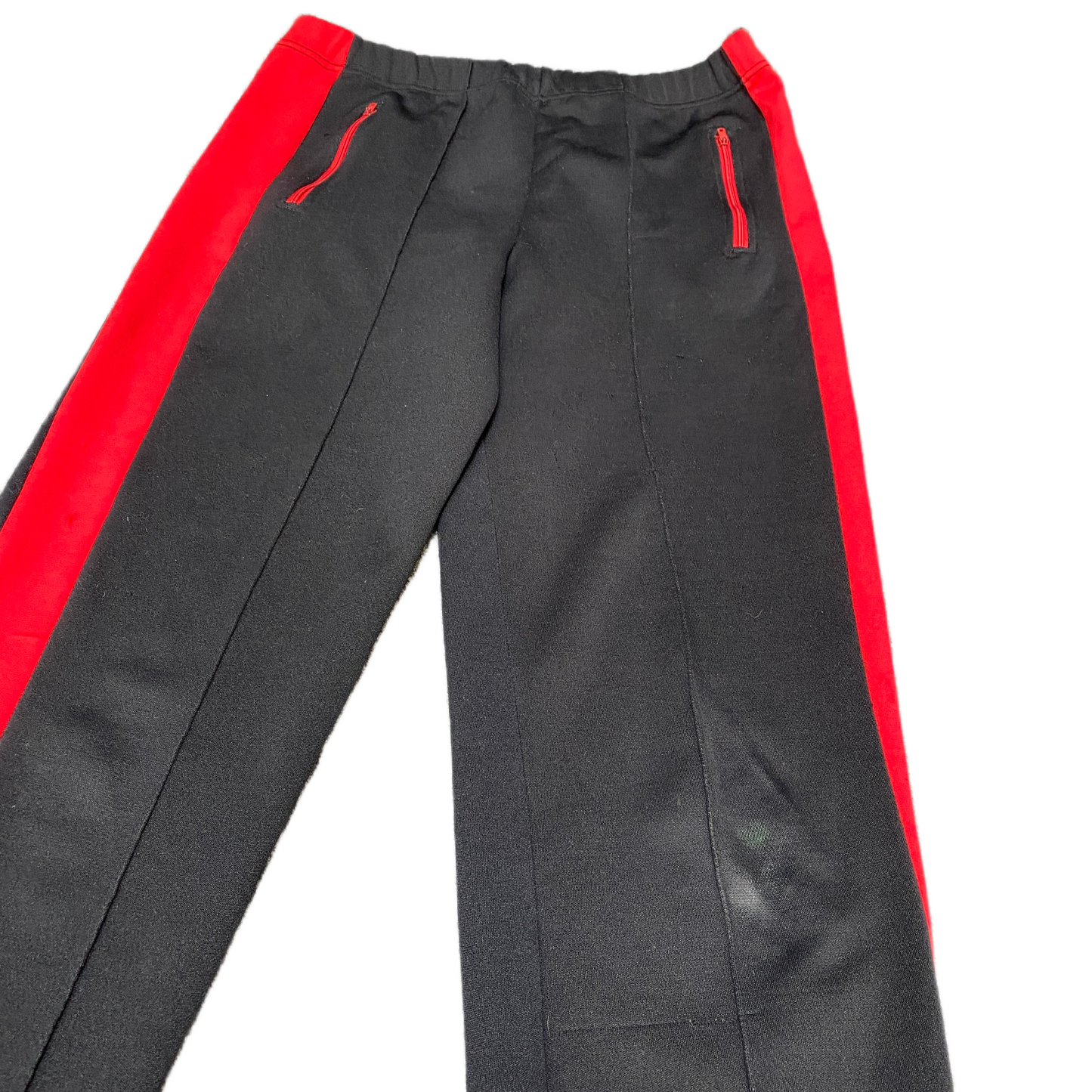 Saller Joggers Fits as Women 30" Waist Black Red Ankle Zip Tapered Track Trouser