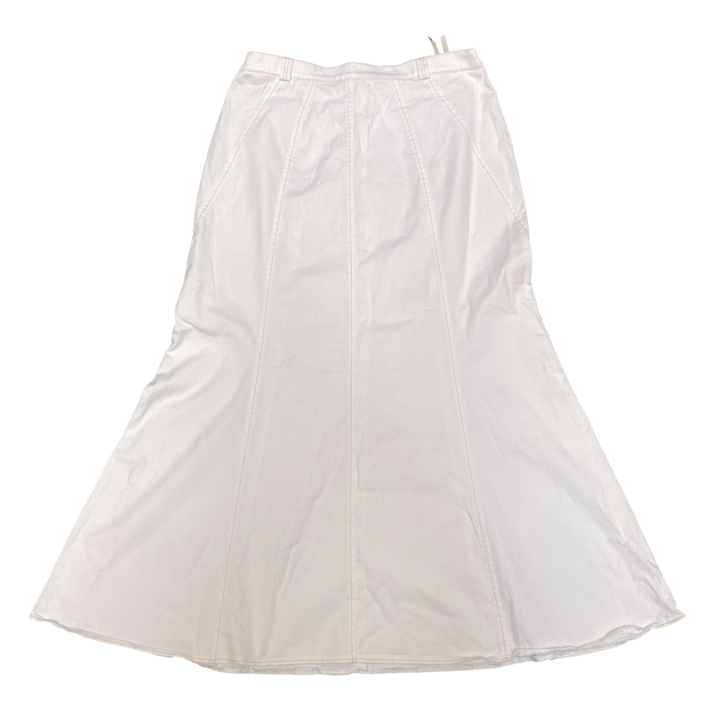 Blanchelle Fit & Flare Skirt Womens L White Solid Casual Outdoor Button Front