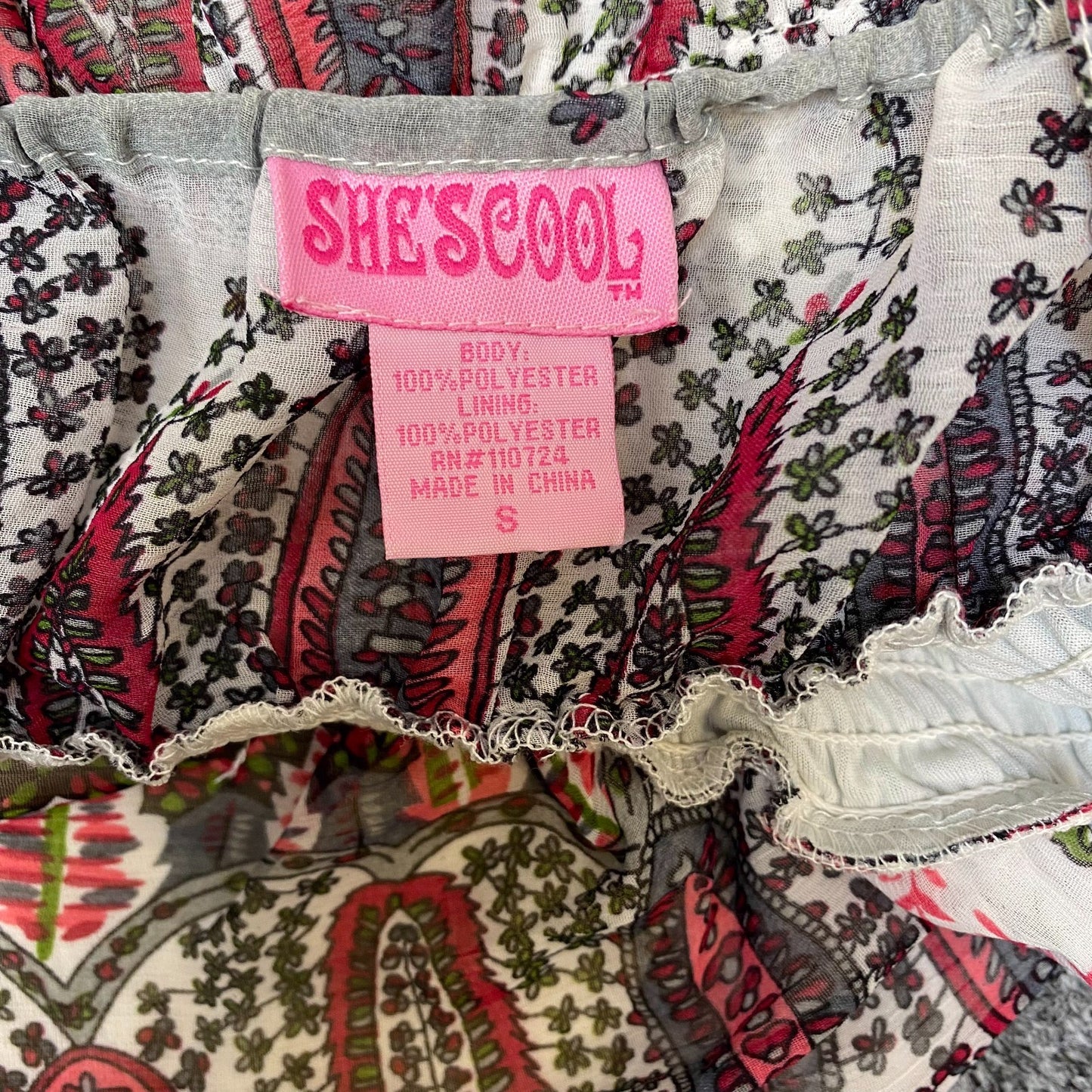She's Cool A-Line Dress Womens S Multi Paisley Smocked Waist Sweetheart Neck