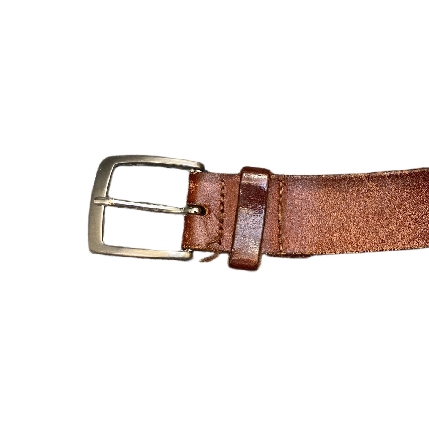 H&M Waist Belt Mens Brown Leather Adjustable Silver Pin Buckle 44 Inches