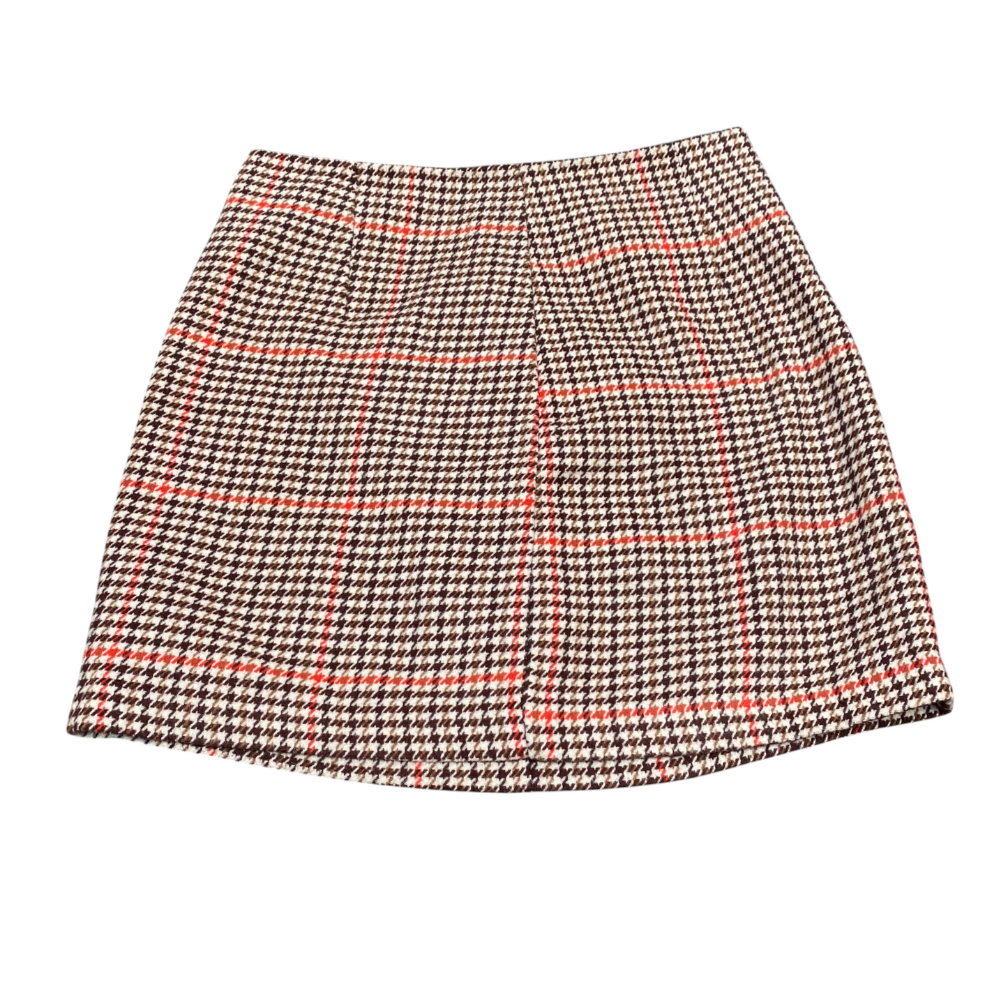 Blue Motion Straight & Pencil Skirt Womens L Brown Houndstooth Tweed Classic