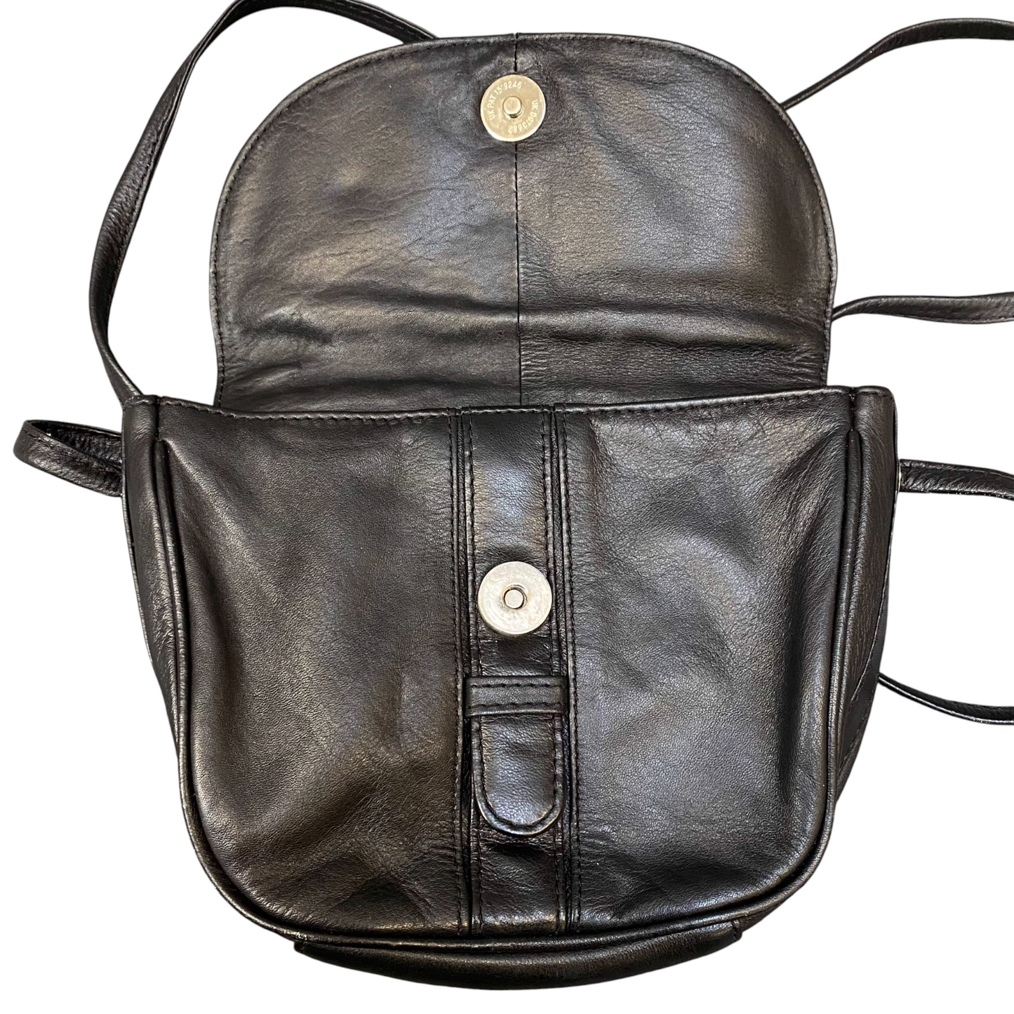 Womens Crossbody Bag Black Leather Casual Zipper Pockets Magnetic Flap Closure