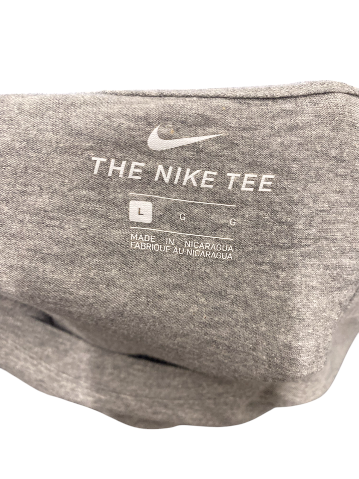 Nike Tee Shirt Mens Large Grey Swoosh Logo Regular Standard Fit Short Sleeve