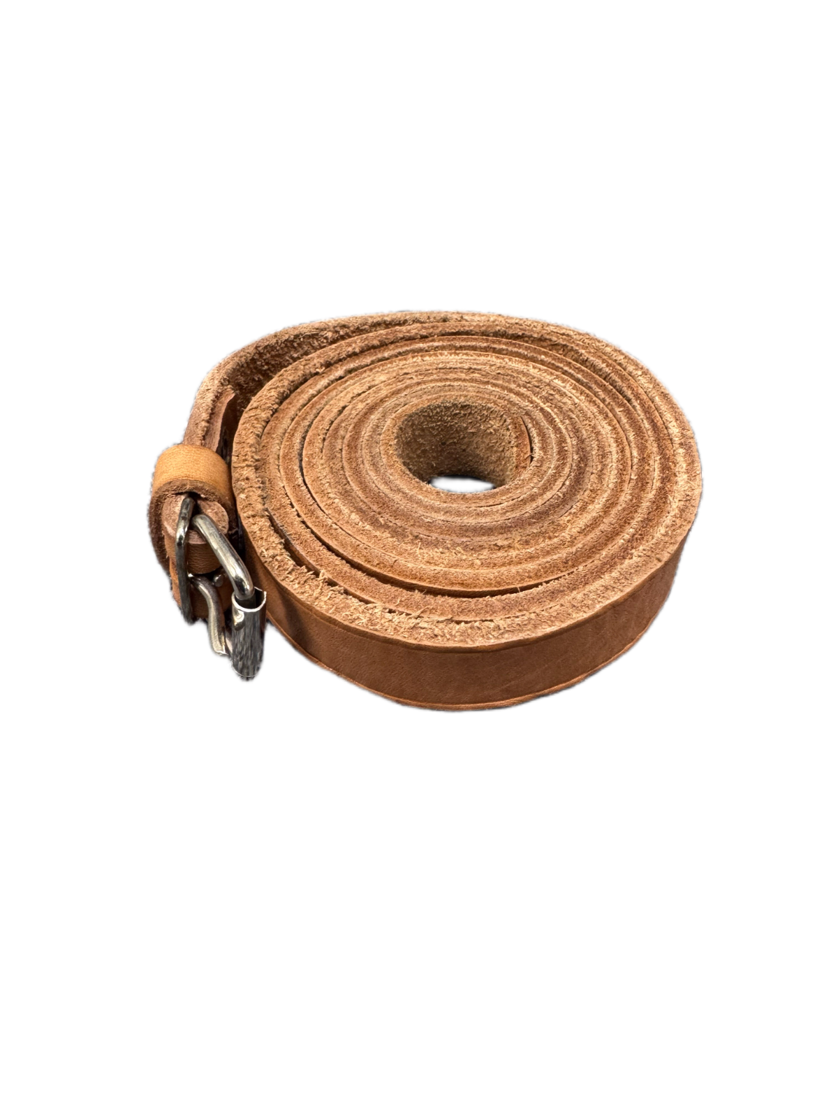 Waist Belt Mens Tan Leather Adjustable Silver Roller Pin Buckle 62.5 inches