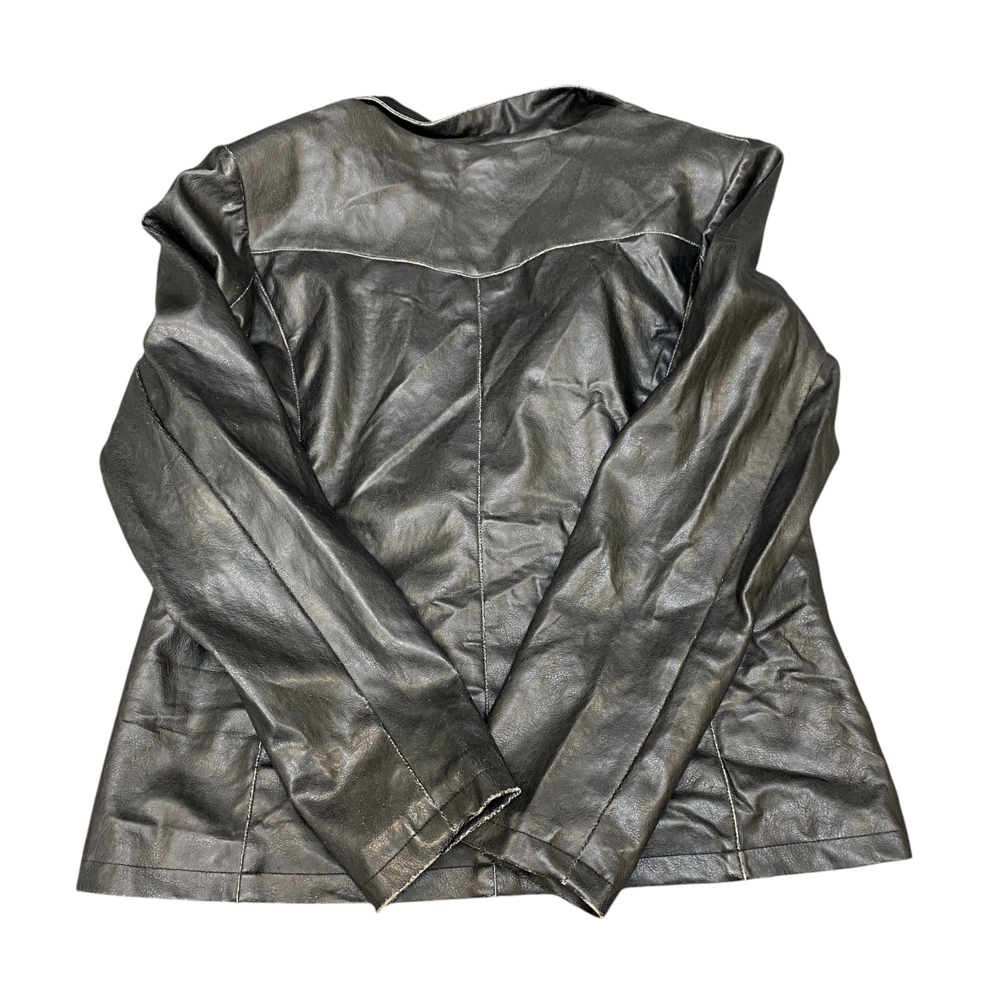 Saix Leather Blazer Jacket Womens XL Black Lined Notch Lapel Single Breasted