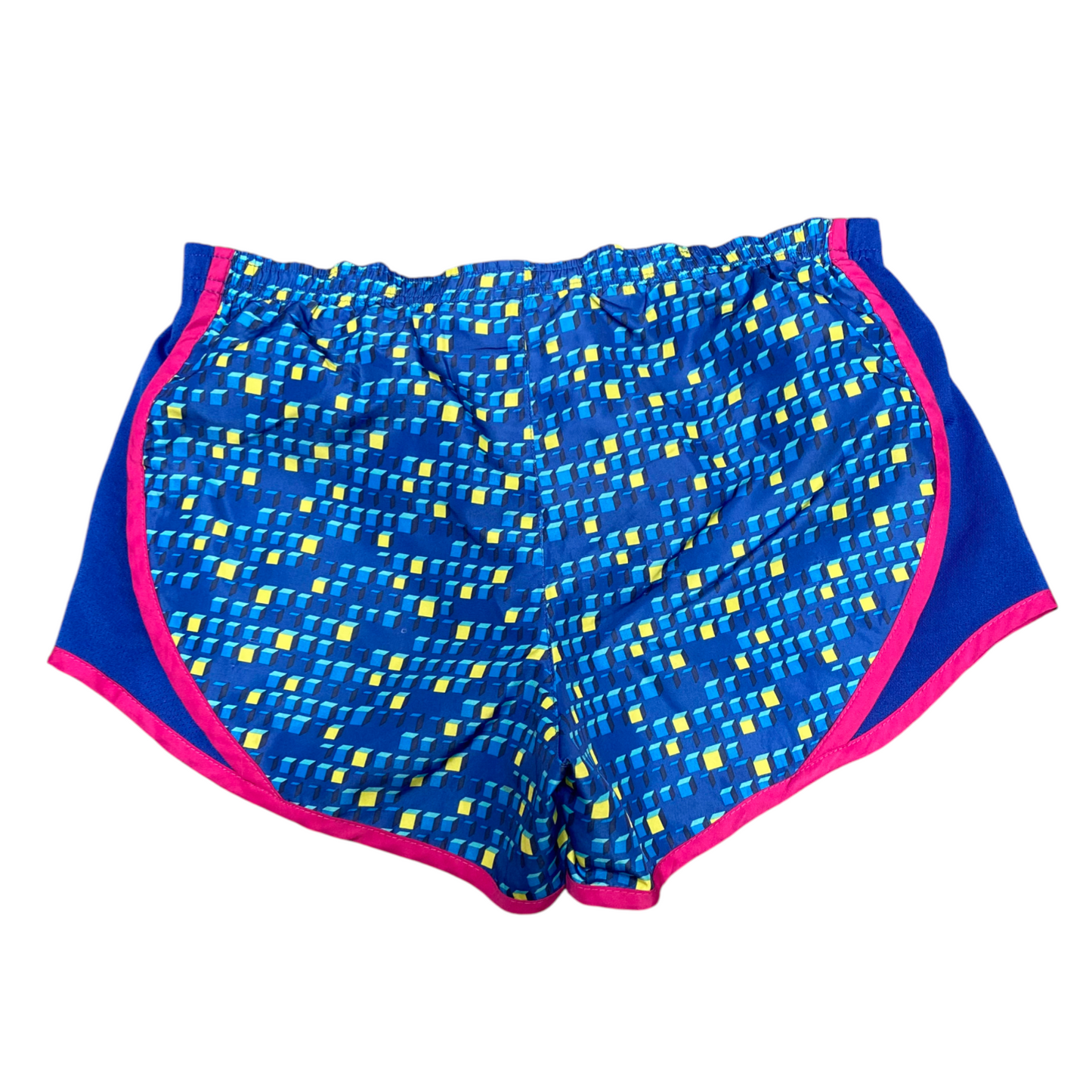 Danskin Now Running Sprinter Shorts Womens XL Blue Box Print Elastic Waist