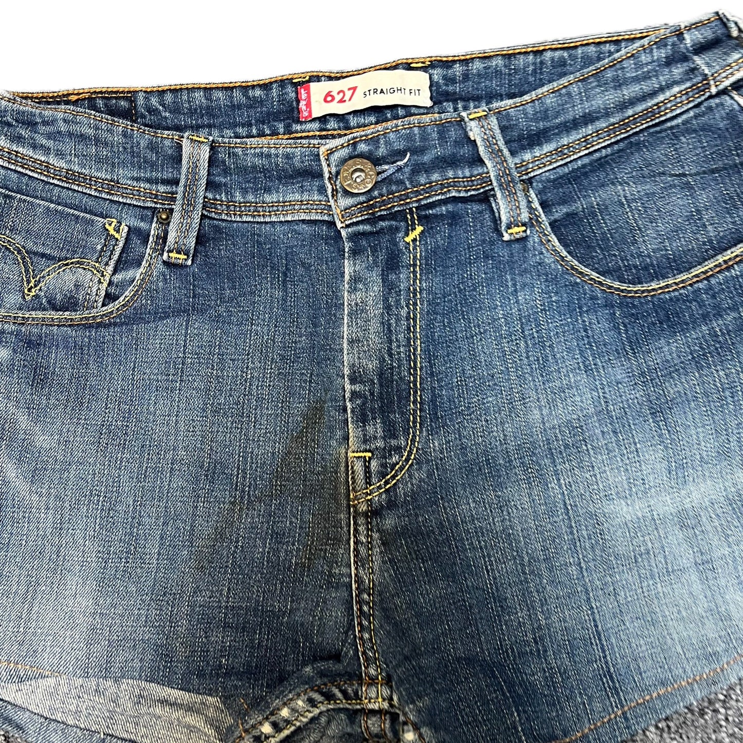 Levi's 627 Jean Shorts Fits as Womens M 30" Waist Blue Denim Medium Wash Red Tab