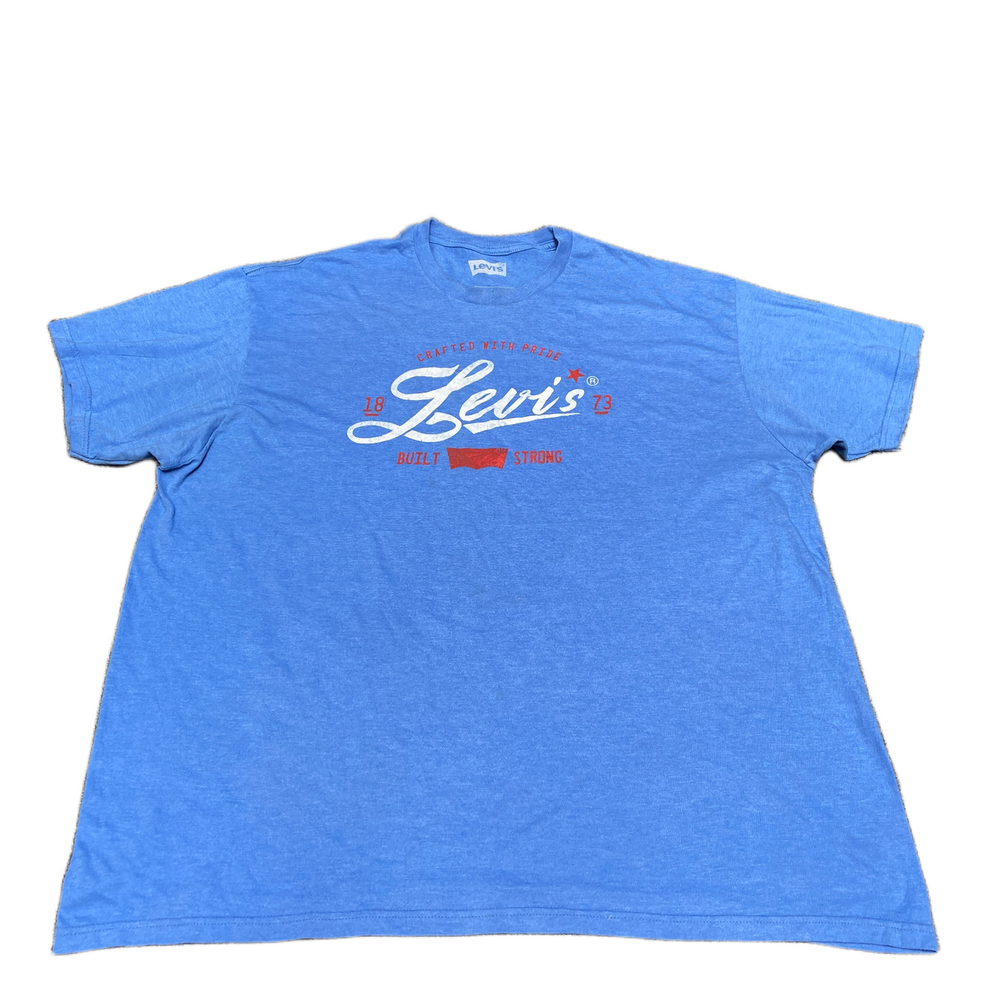 Levi's T-Shirt Men Fits as XL Blue Graphic Print Stretch Short Sleeve Crew
