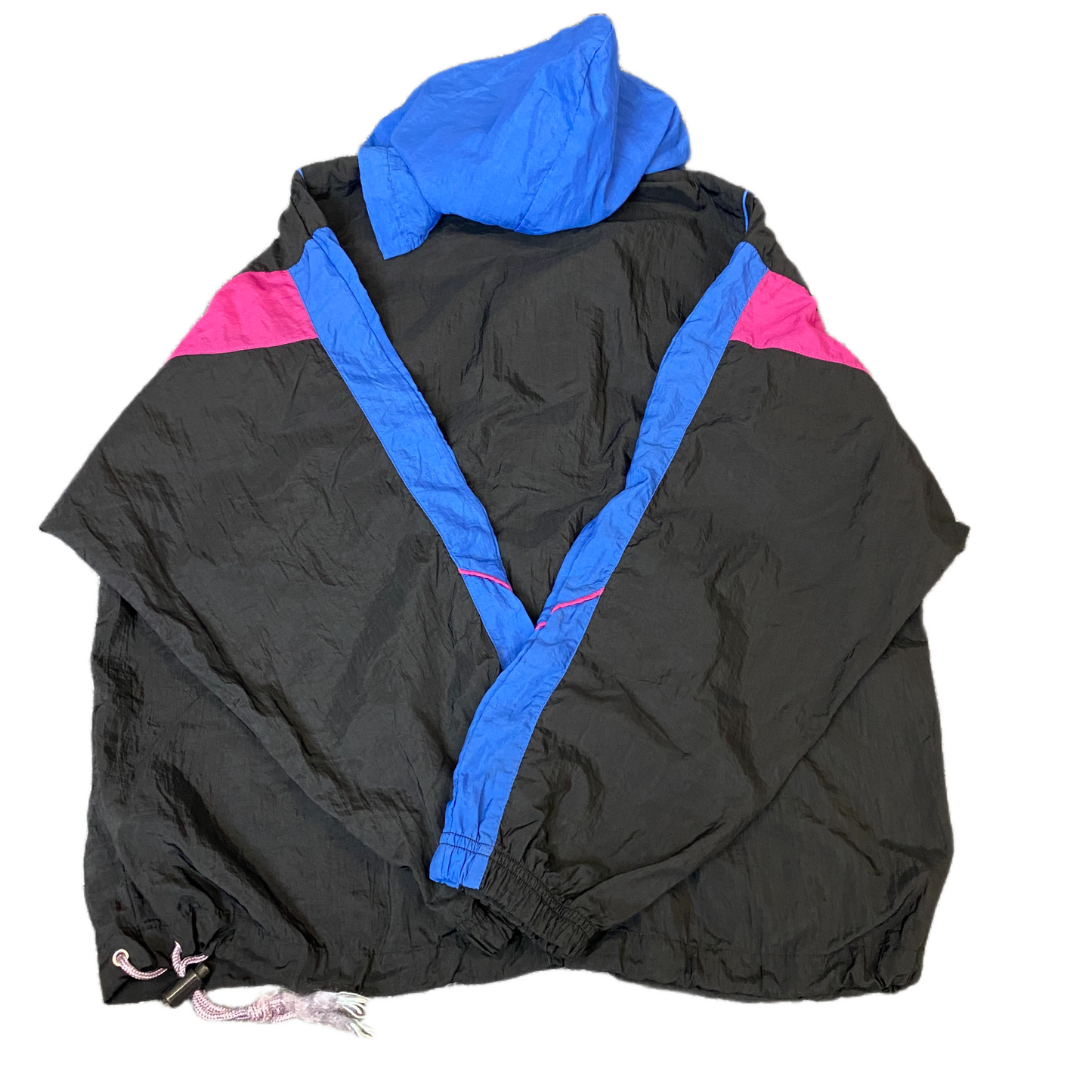 Vtg Reebok Windbreaker Jacket Women L Black Mesh Lined Embroidered Logo Full Zip