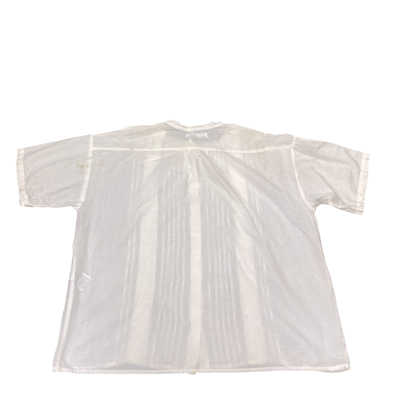 Shirt Top Womens L White Short Sleeve Lace Pintuck Detail Button Down Outdoor