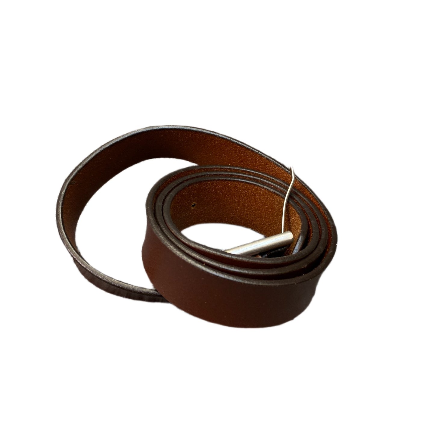 Waist Belt Mens Brown Leather Adjustable Silver D- Shape Buckle 41 Inches