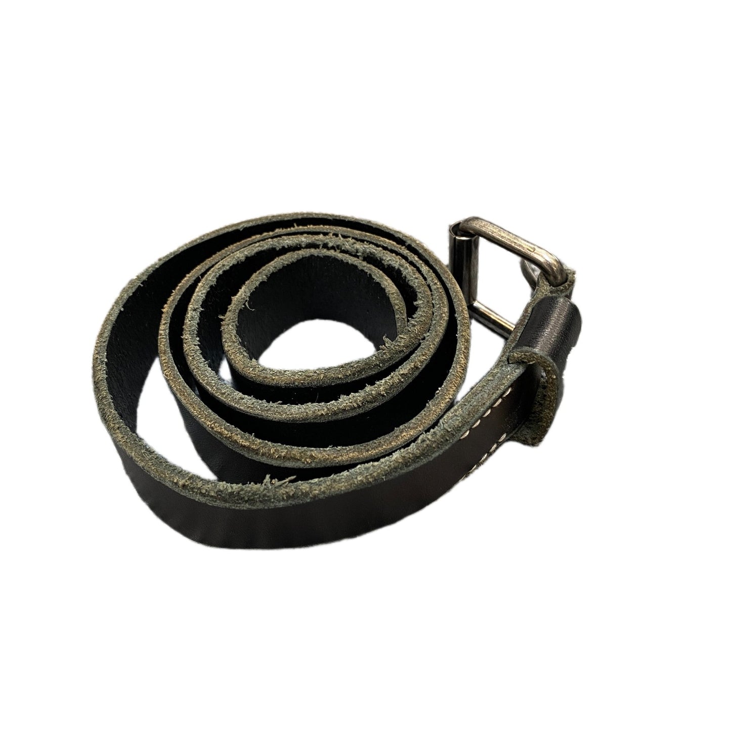 Mustang Jeans Waist Belt Mens Black Leather Silver Pin Roller Buckle 35 Inches
