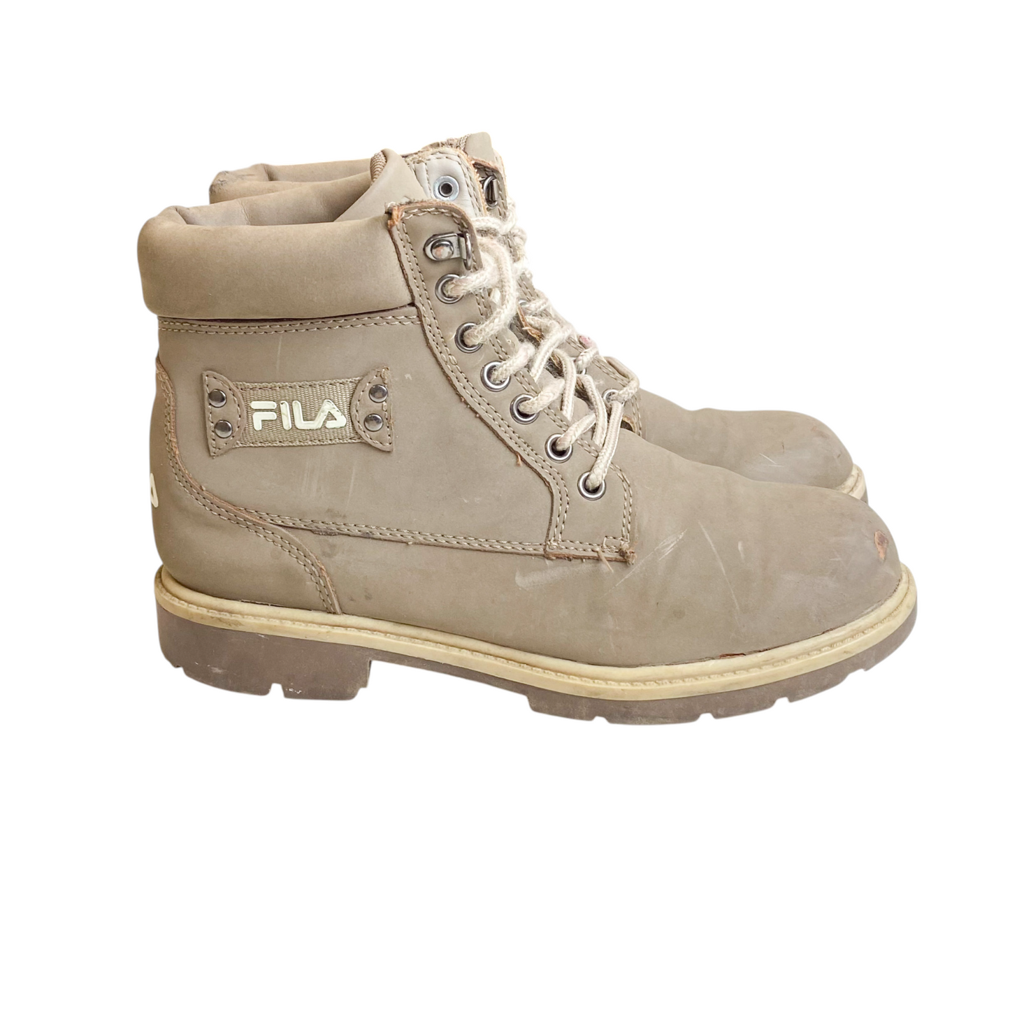 FILA Western Ankle Boots Women's 4.5 Light Brown Leather High-top Lace Up