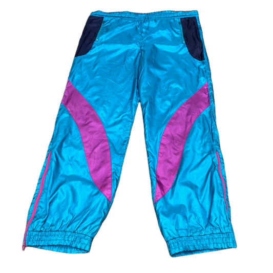 Joggers Fits as Womens 39" Waist Blue Pink Metallic Stretch Drawstring Trousers