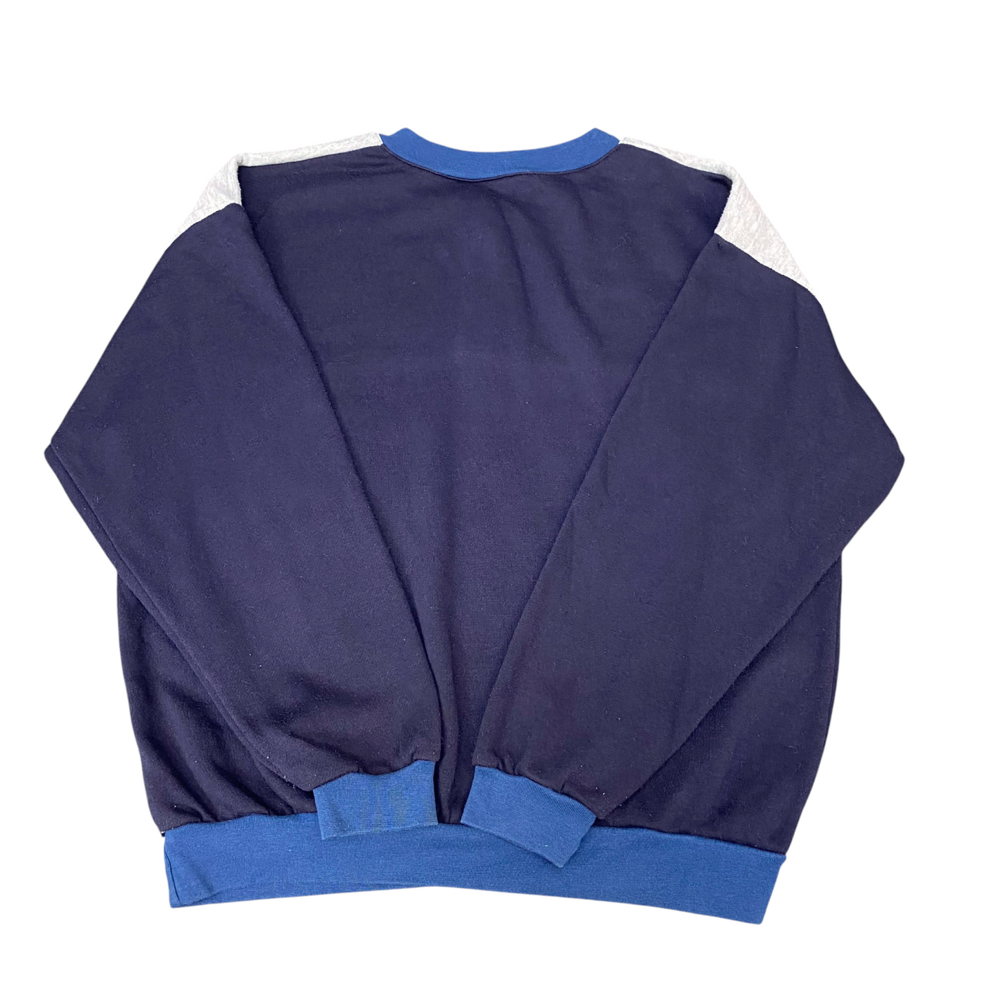 Sweatshirt Mens Medium Blue Grey Colourblock Long Sleeve 1/4 Buttons Pullover
