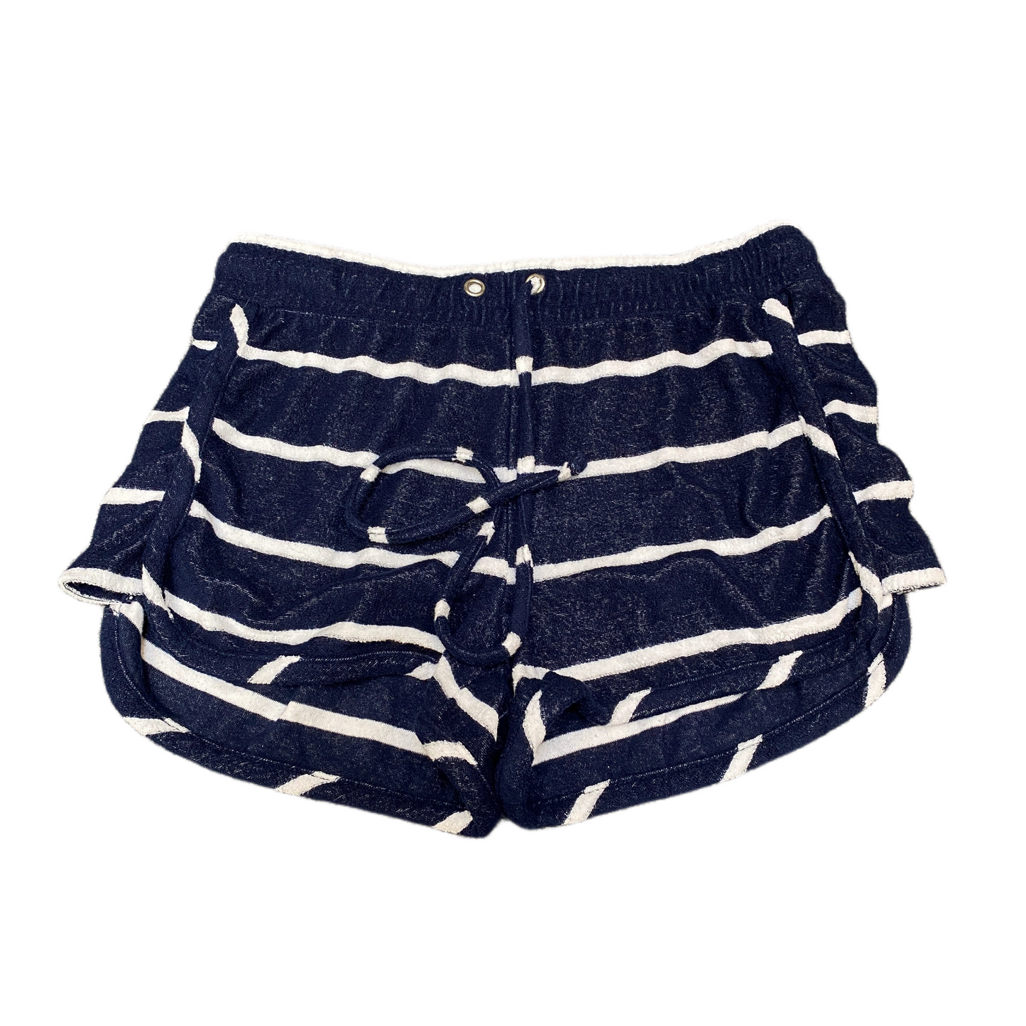 Angel Swim Trunks Shorts Women Large 30" Waist Navy Striped Athletic Fit Stretch