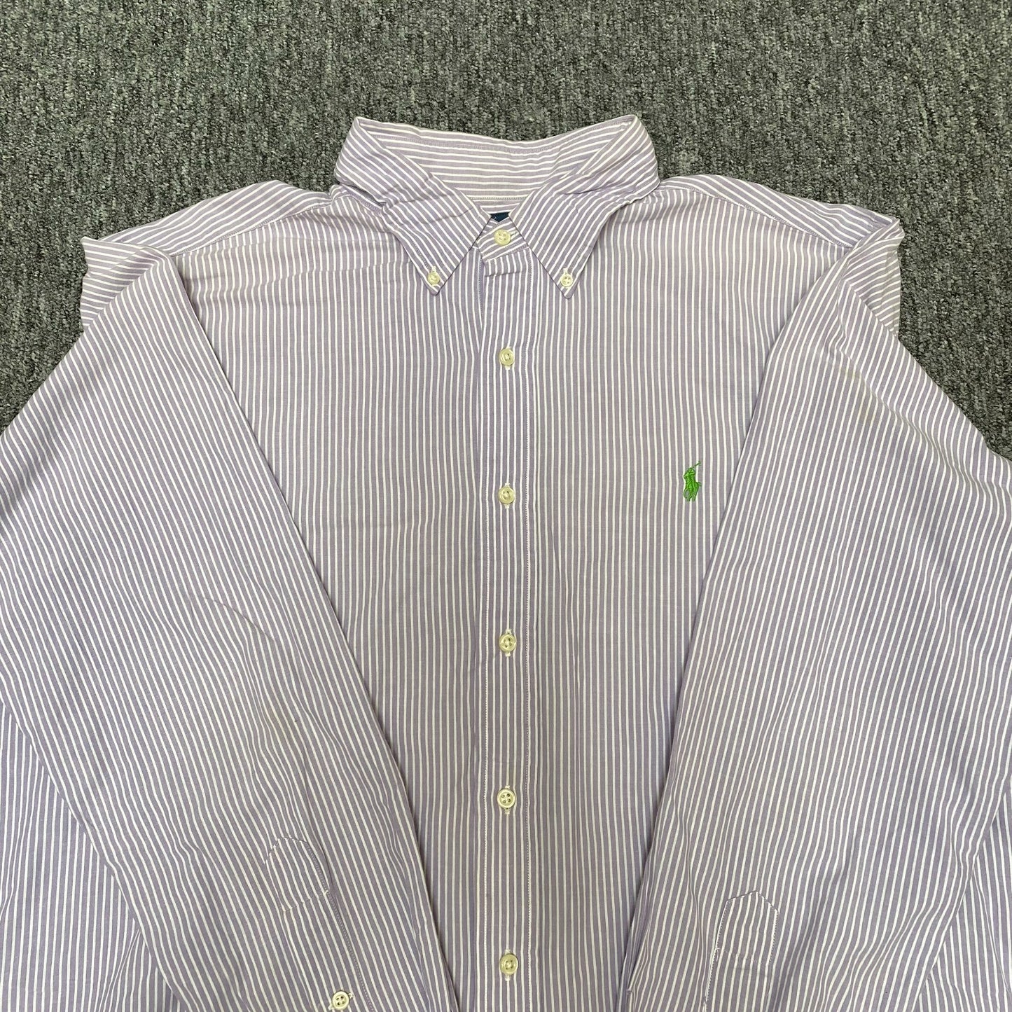 Ralph Lauren Shirt Mens XL White Purple Stripe Classic Fit Button Down Pony Logo