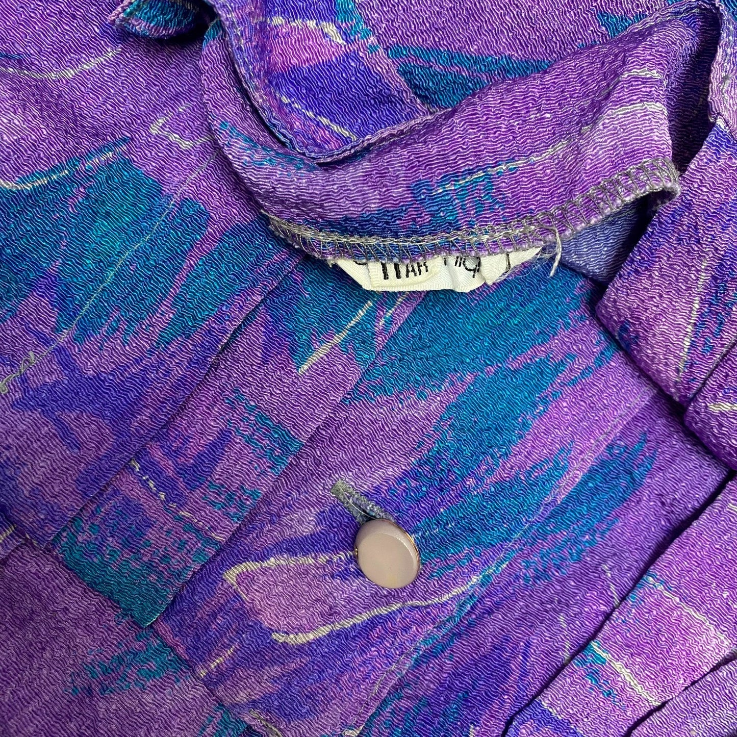 Womens Midi Dress M Pink Blue Floral Long Sleeve V Neck Button Front Outdoor