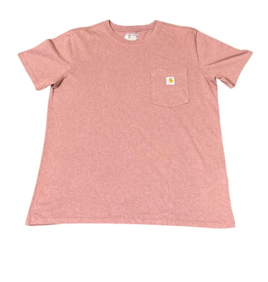 Carhartt T-Shirt Boys Medium (12-14) Pink Loose Fit Pocket Crew Neck Pullover