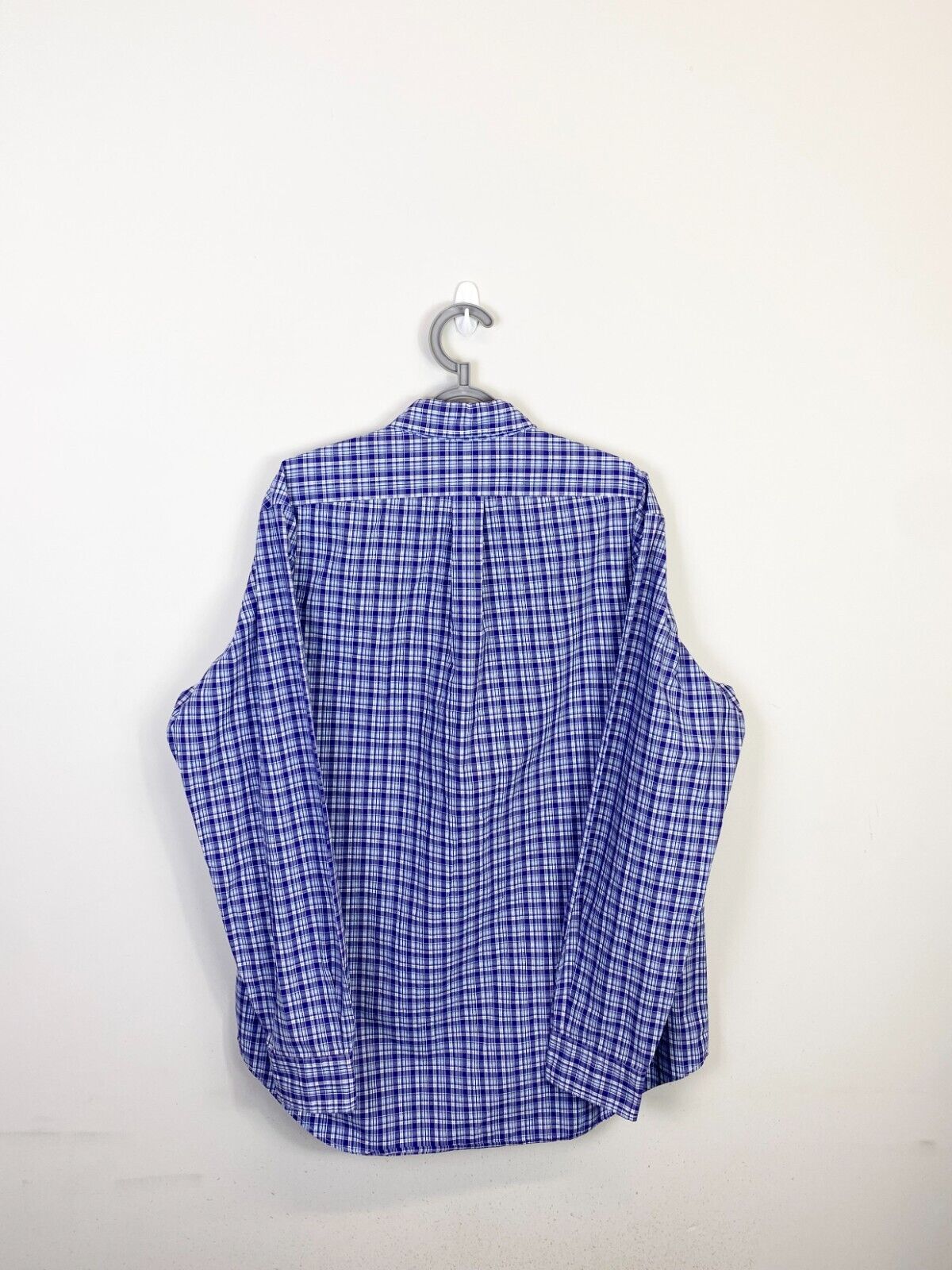 Ralph Lauren Shirt Womens L Purple Plaid Long Sleeve Blue Small Polo Pony Logo