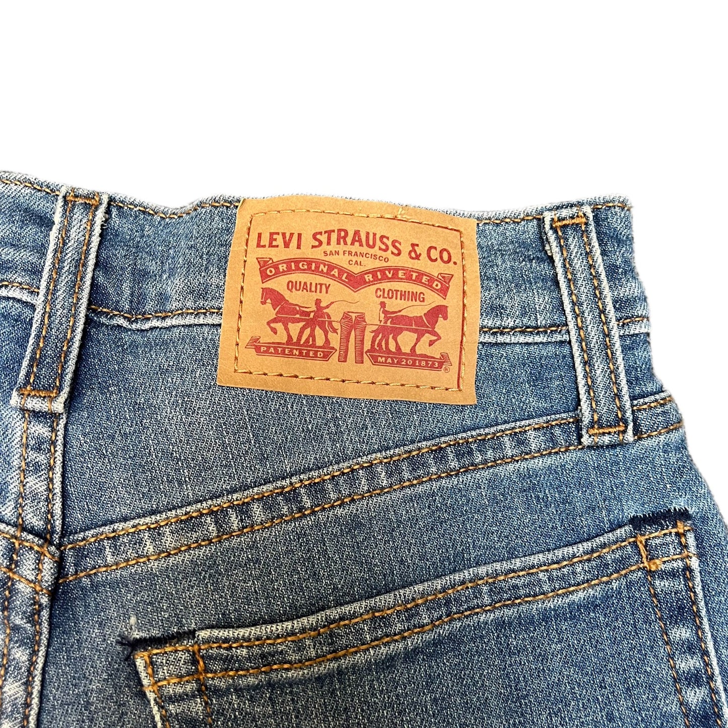 Levi's Wedgie Shorts Fits as Womens Small 24" Waist Blue Denim Distressed Cuffed