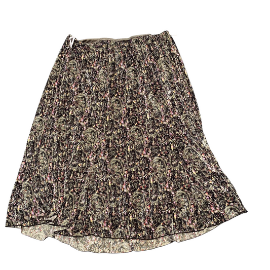 Pepone A Line Skirt Womens XXL Black Floral Print Linen Crinkle Elastic Waist