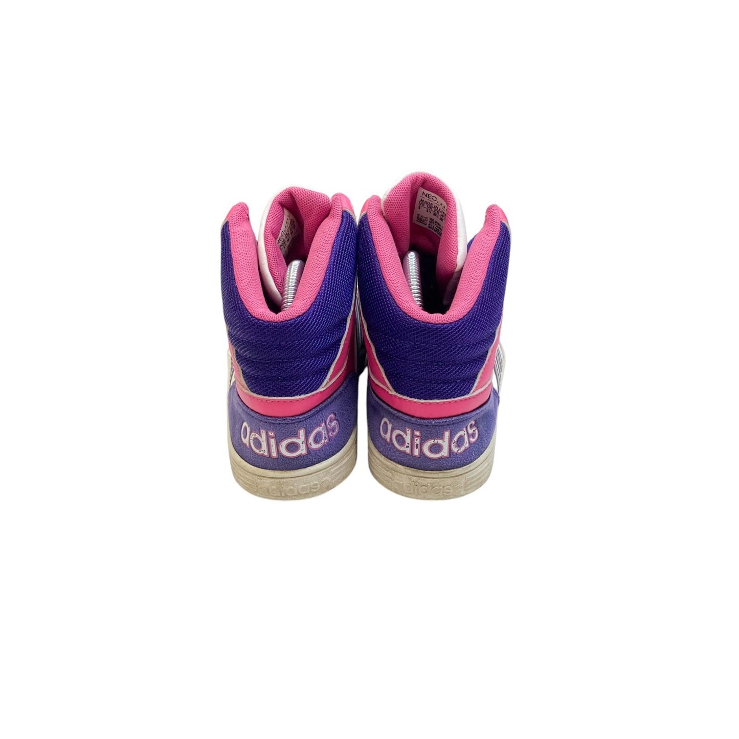 Adidas Hoops Mid 2.0 Athletic Sneakers Juniors 5.5 Pink Purple Leather Lace Up